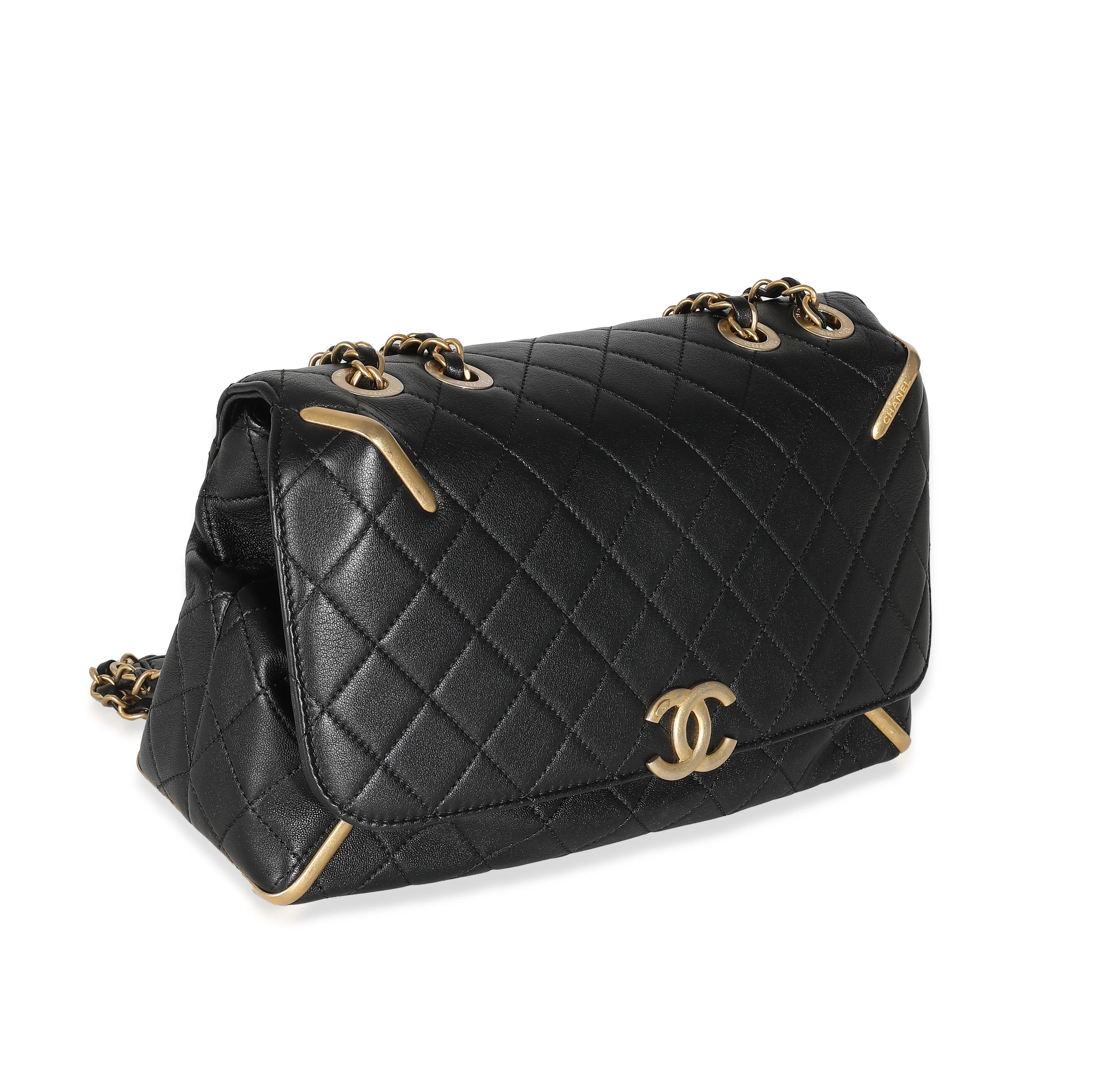 Black Quilted Calfskin Medium Metal Flap Bag - Image 3