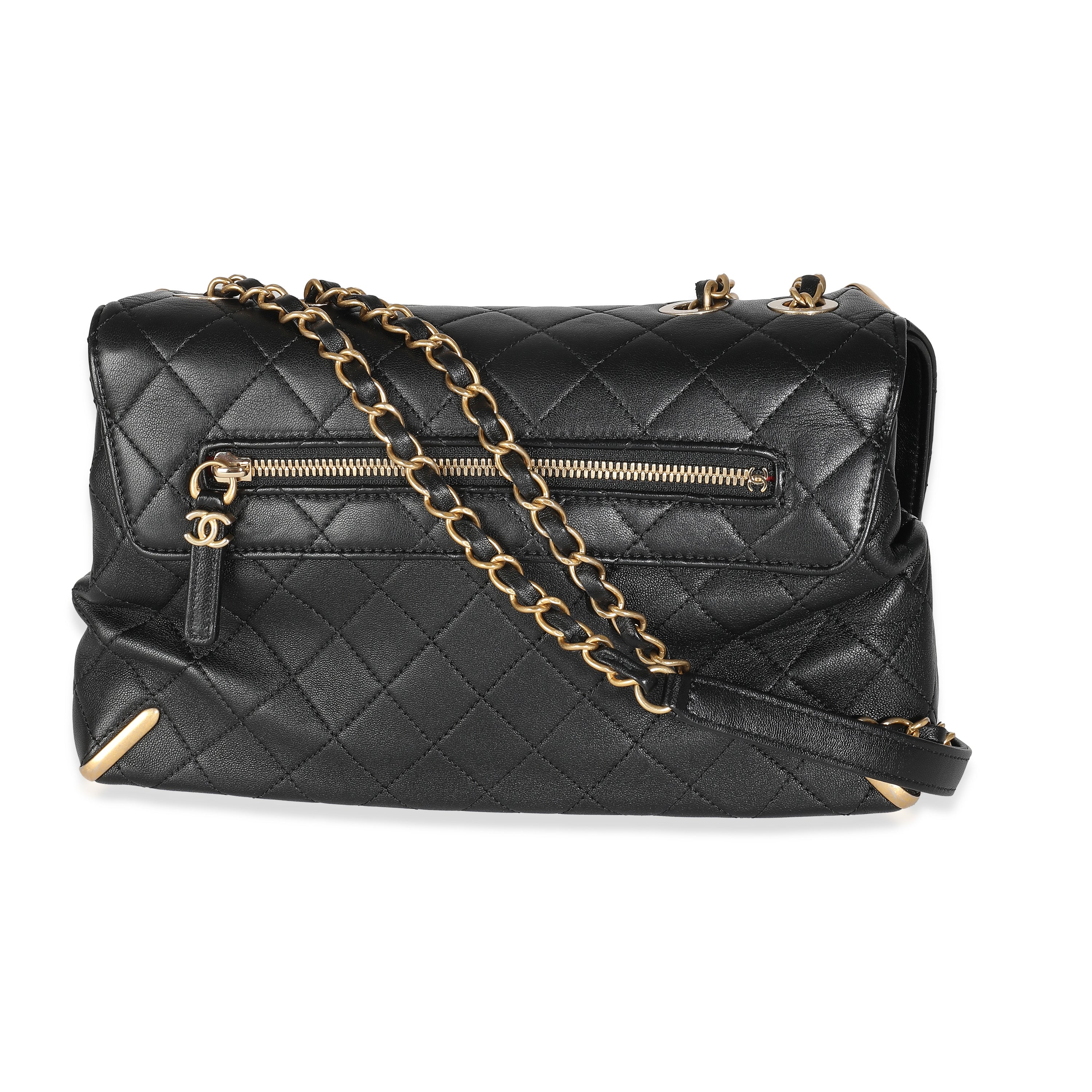 Black Quilted Calfskin Medium Metal Flap Bag - Image 4