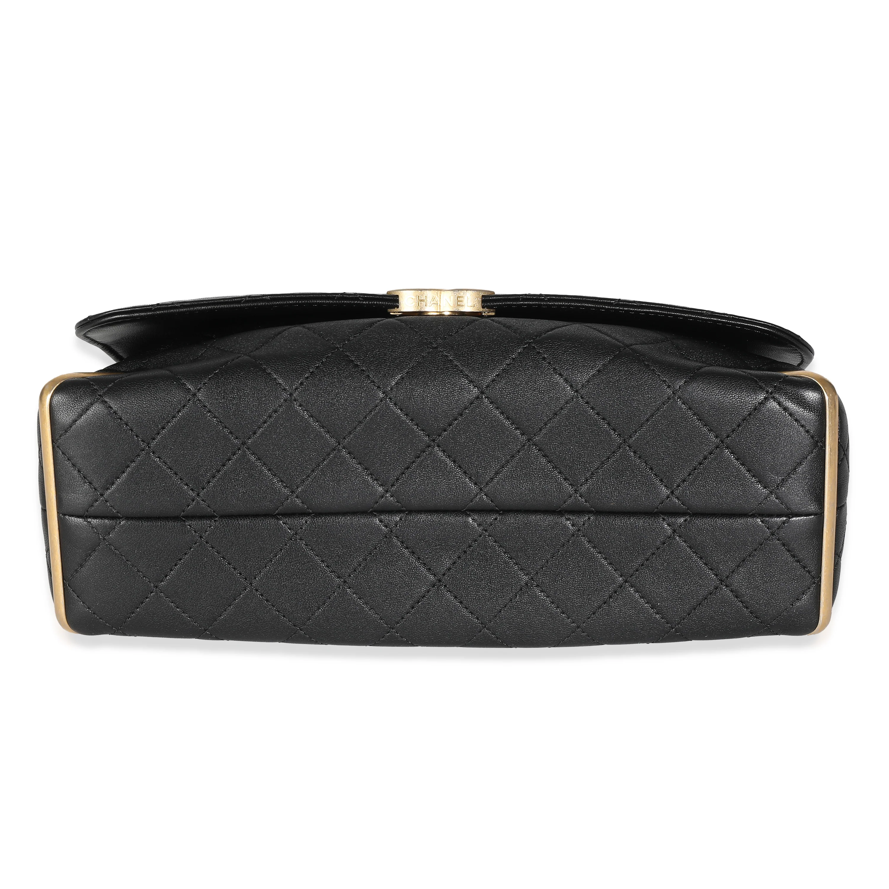 Black Quilted Calfskin Medium Metal Flap Bag - Image 5