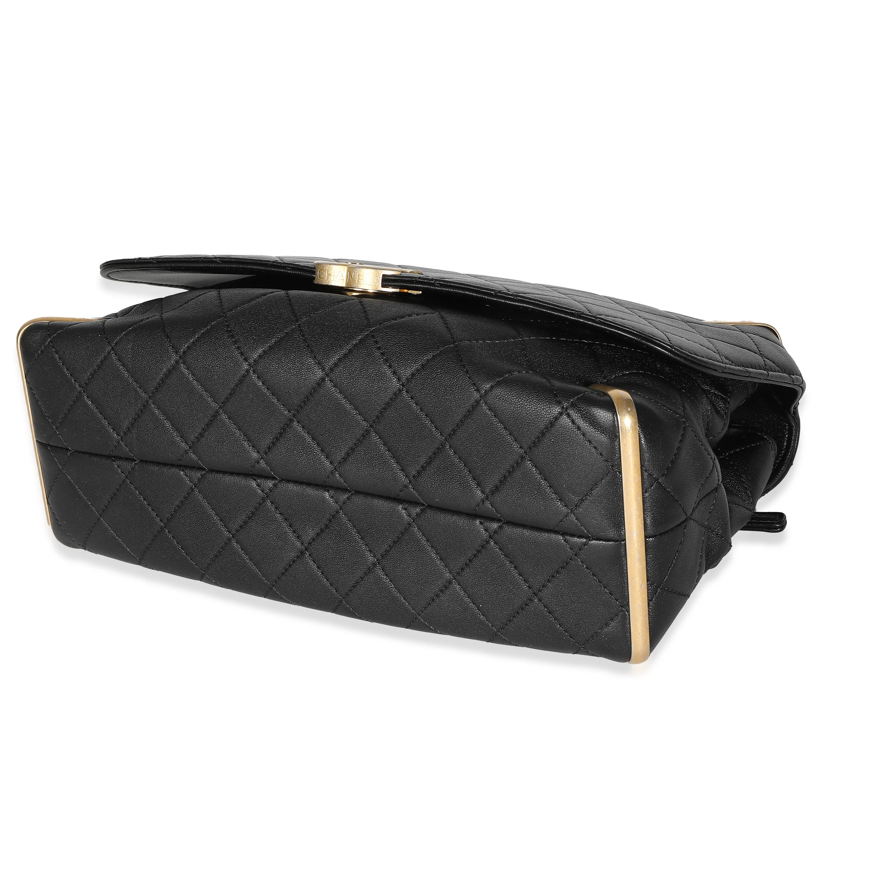 Black Quilted Calfskin Medium Metal Flap Bag - Image 7