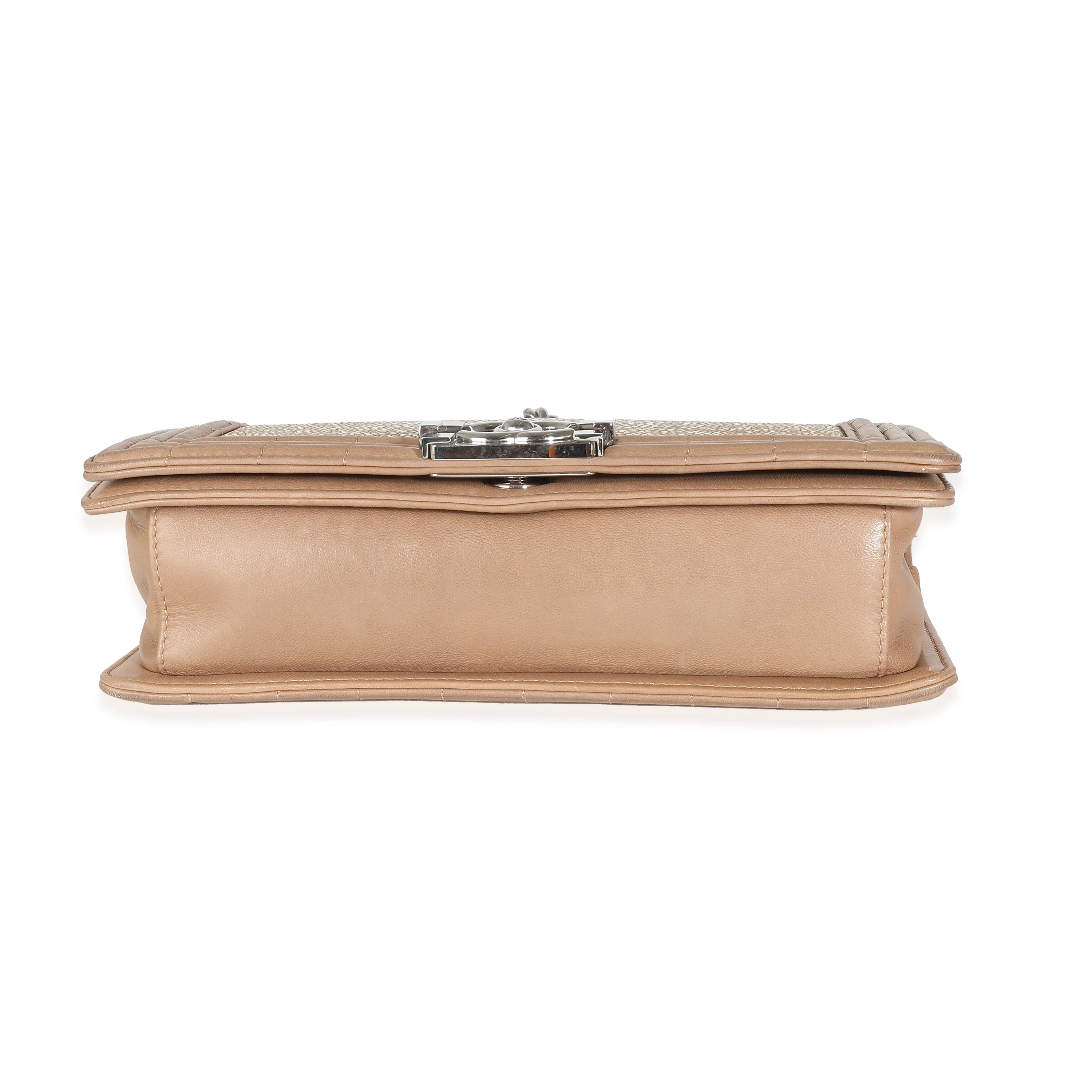 Beige Galuchat Stingray Lambskin Medium Boy Bag - Image 6