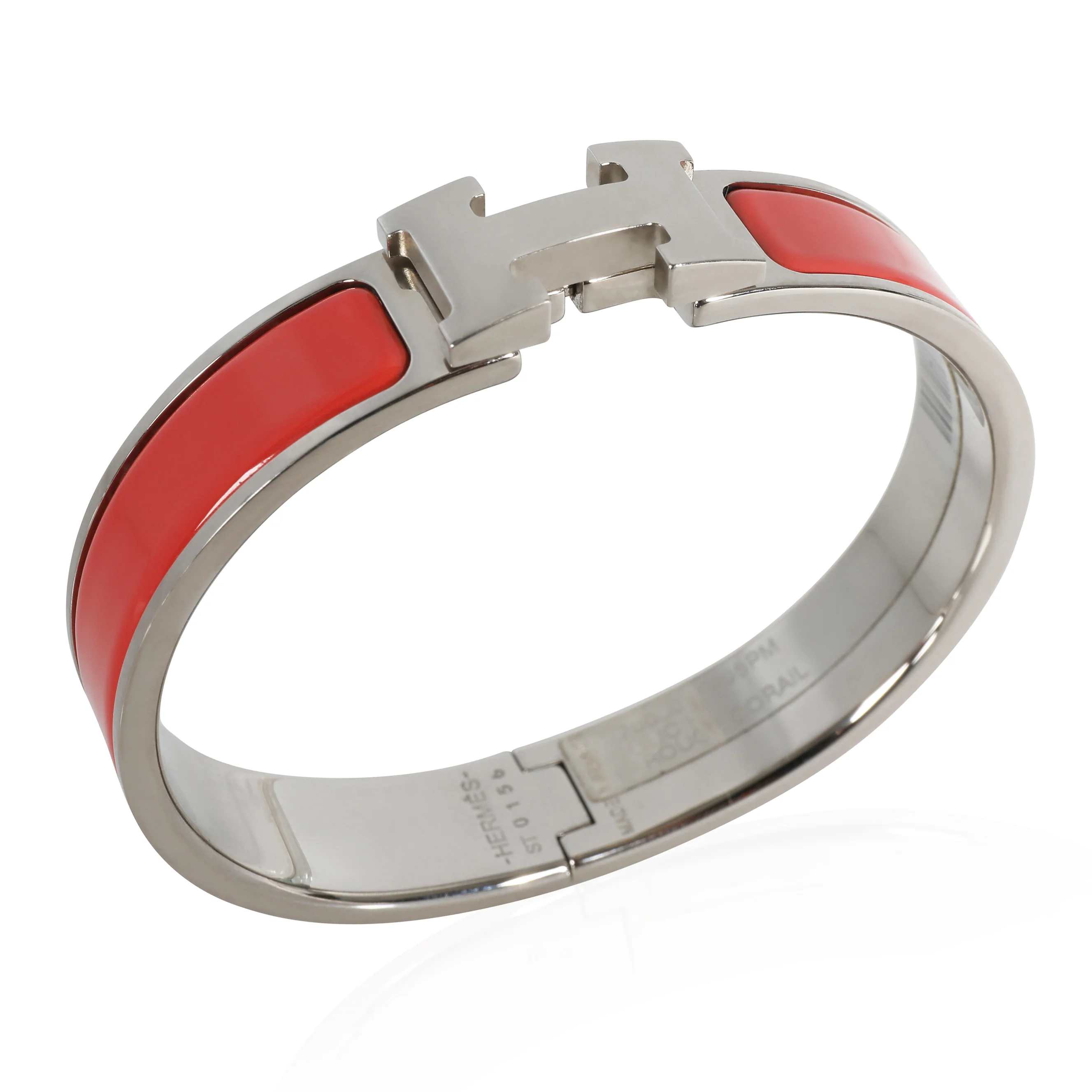 Clic H Palladium Plated Bracelet in Rouge Corail - Image 5