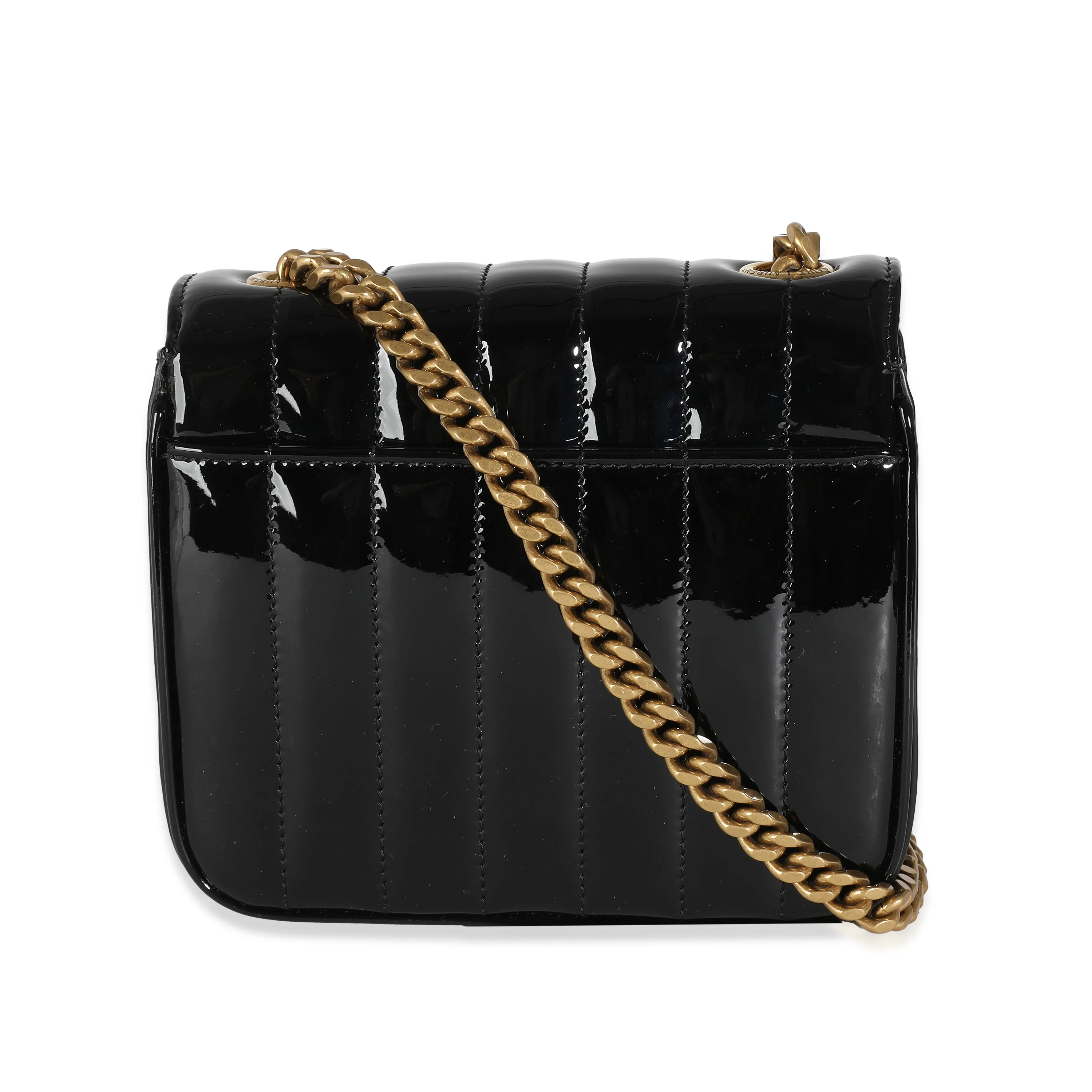 Black Patent Calfskin Matelasse Monogram Small Vicky Chain Bag - Image 4
