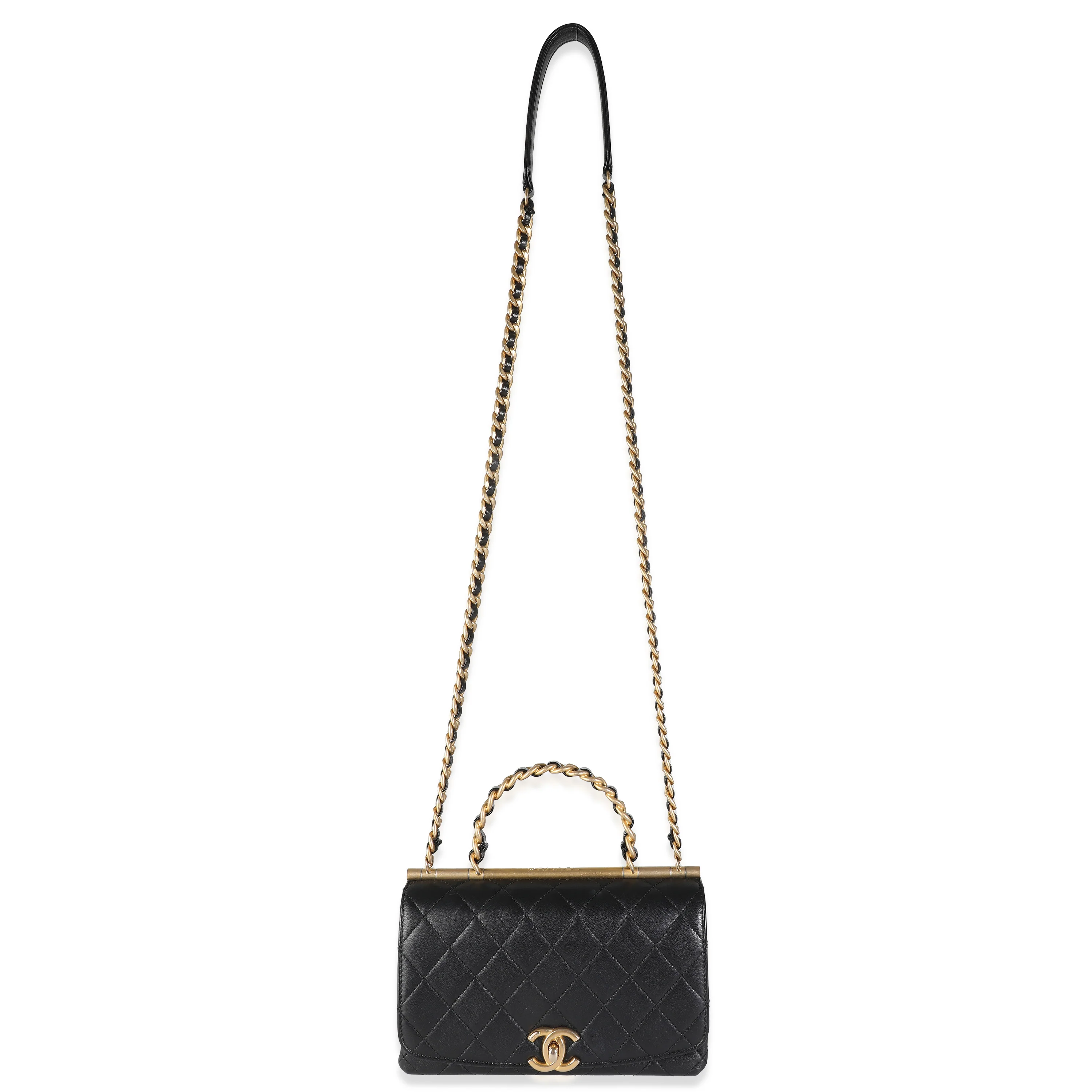 Black Quilted Lambskin Small La Parisienne Flap Bag - Image 8