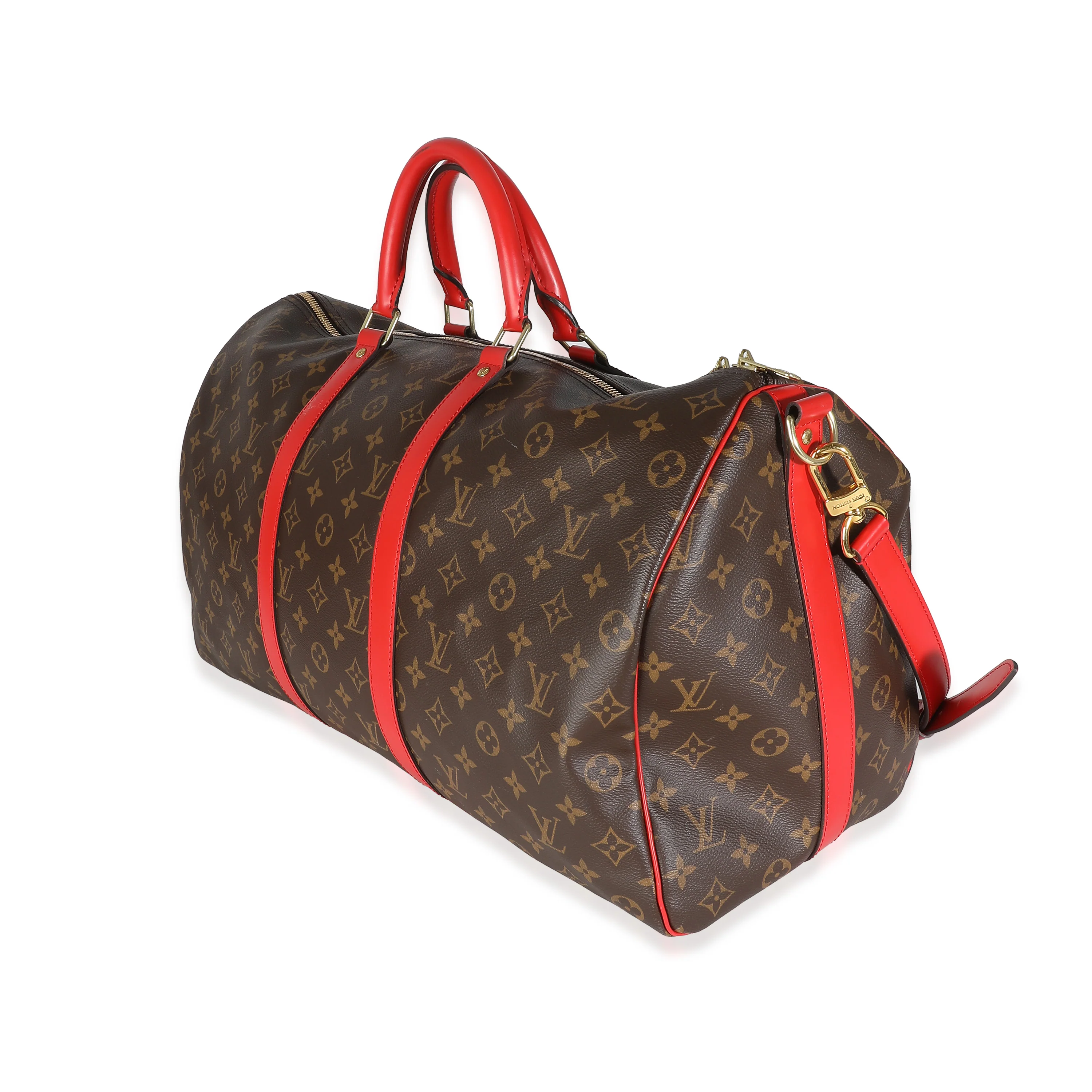 Red Monogram Macassar Canvas Keepall Bandouliere 50 - Image 2