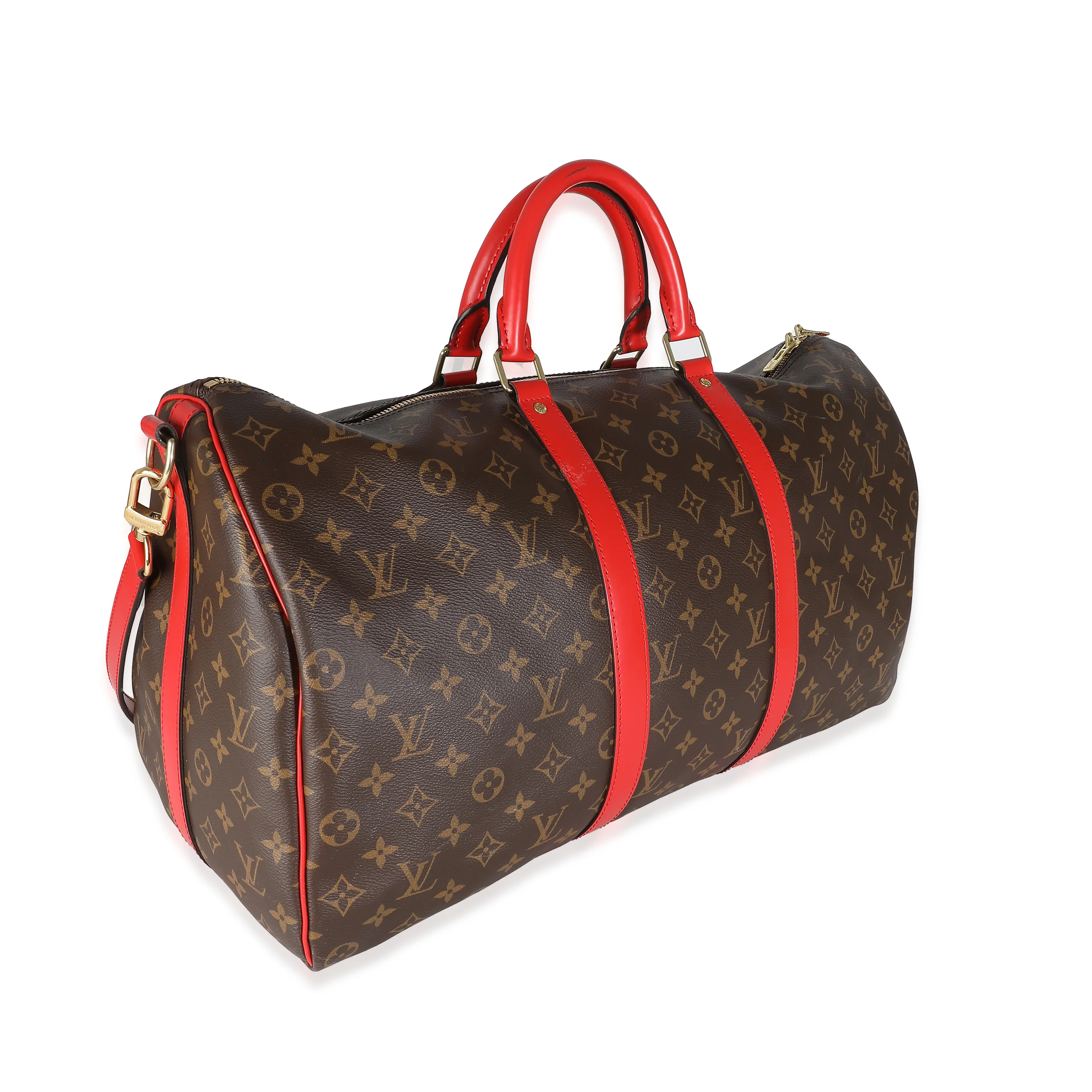 Red Monogram Macassar Canvas Keepall Bandouliere 50 - Image 3