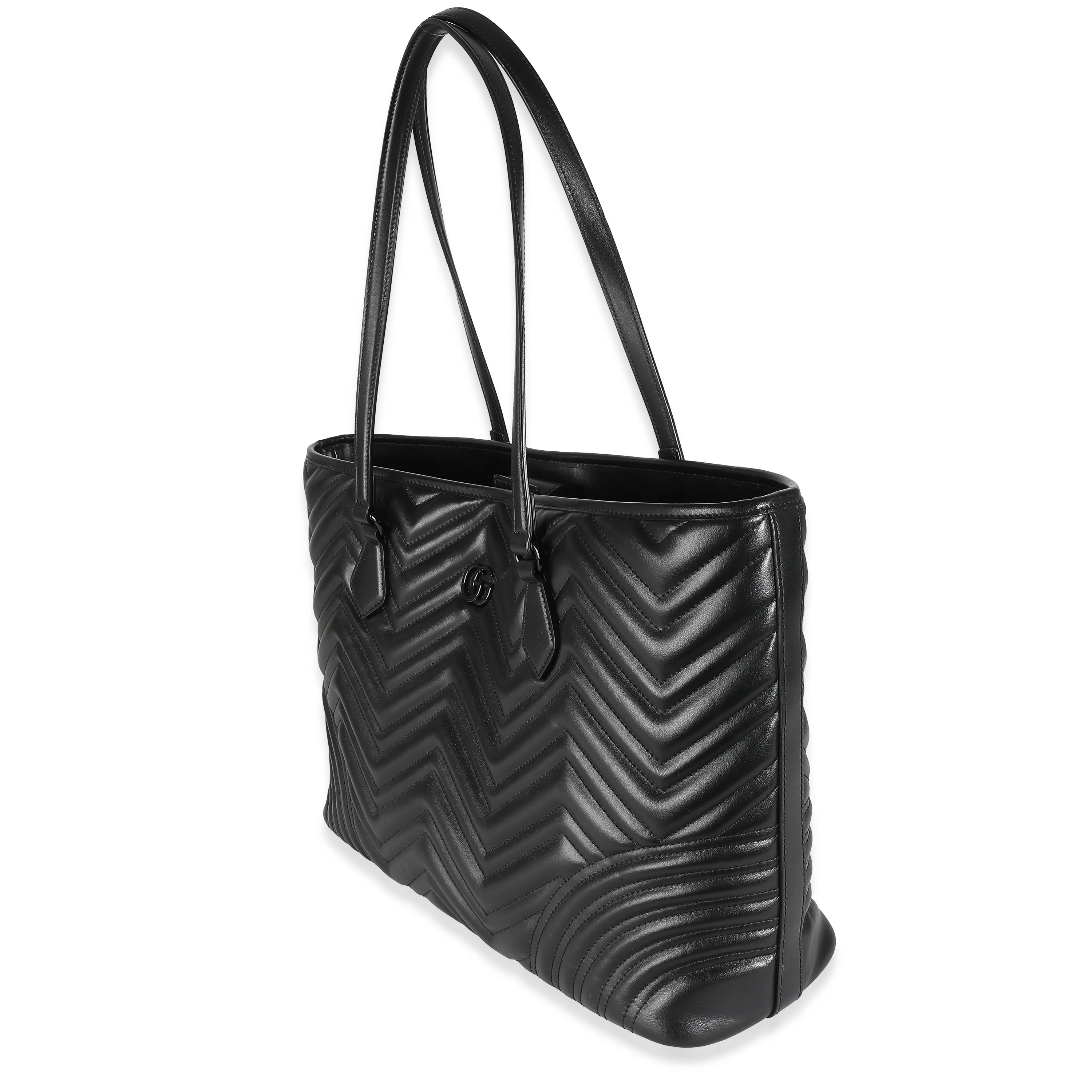 Black Matelasse Chevron Calfskin GG Marmont Large Tote Bag - Image 2