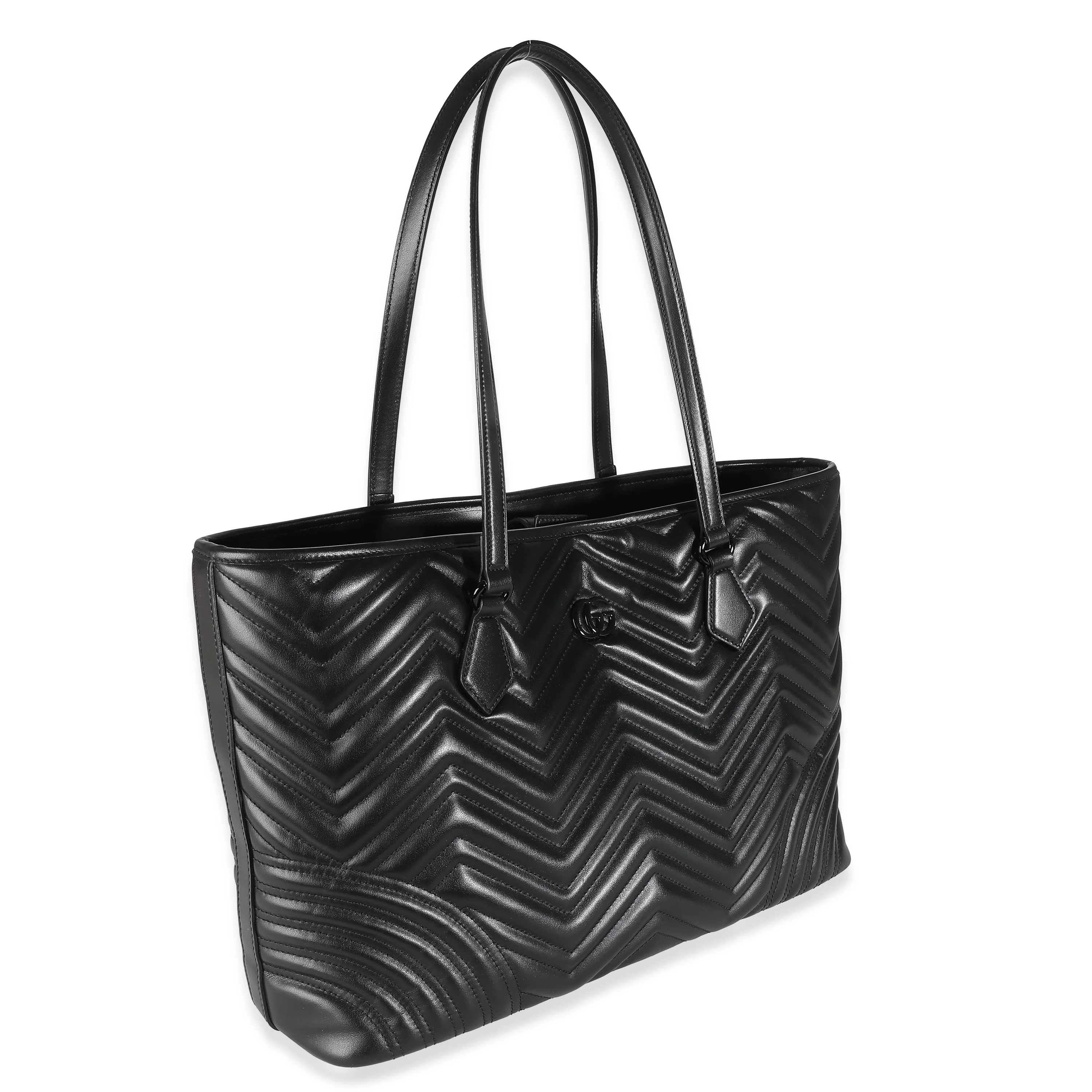 Black Matelasse Chevron Calfskin GG Marmont Large Tote Bag - Image 3