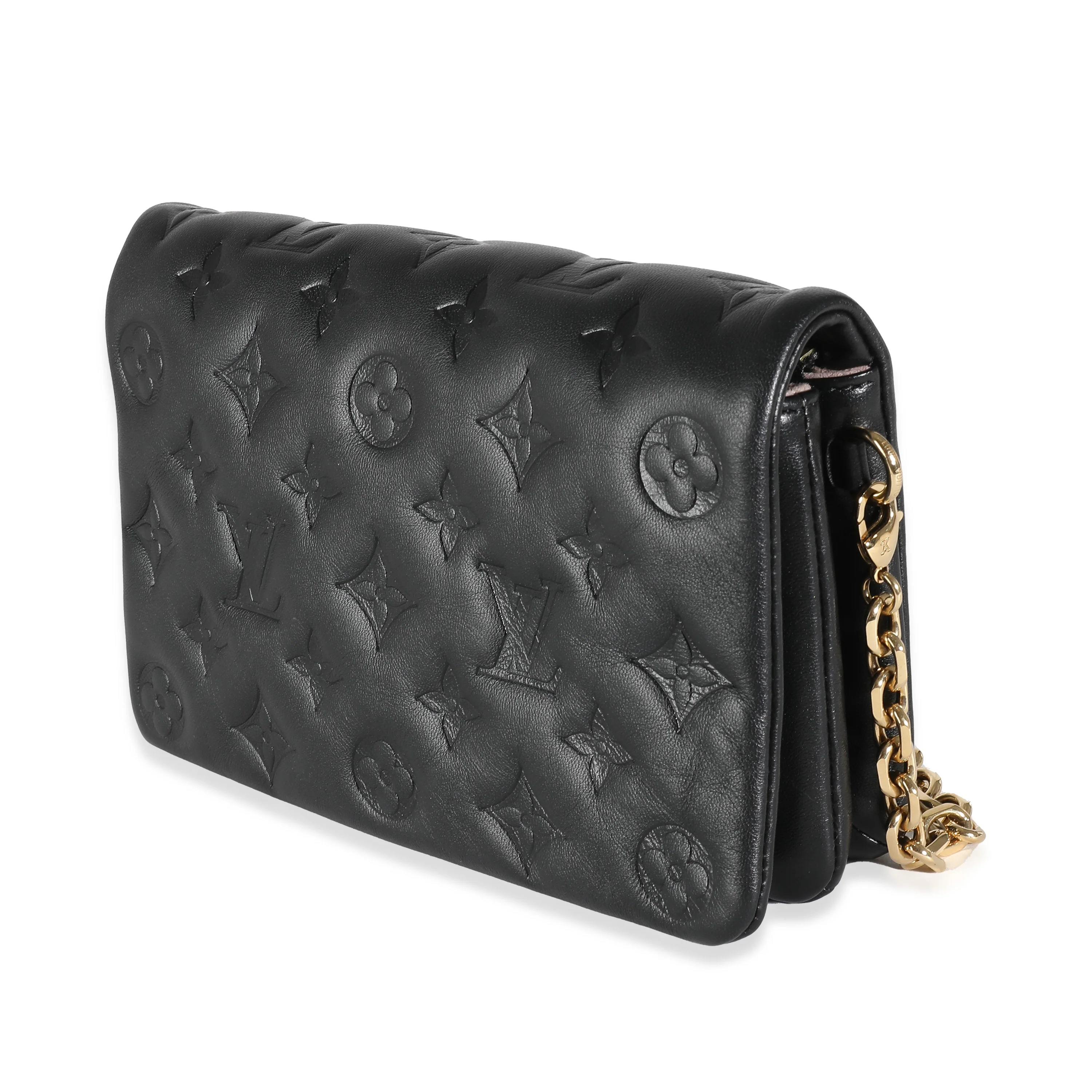 Black Monogram Embossed Puffy Lambskin Pochette Coussin - Image 2