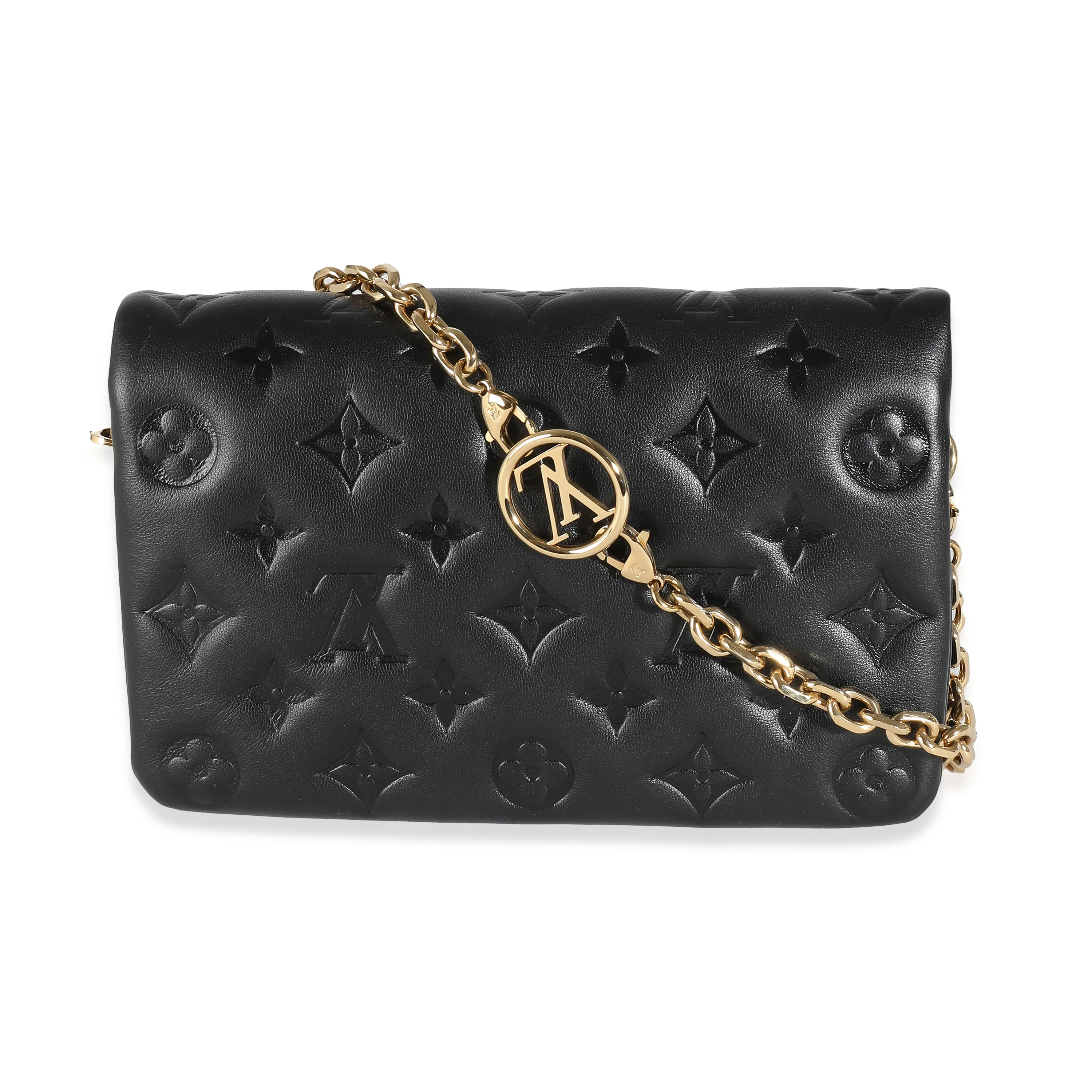 Black Monogram Embossed Puffy Lambskin Pochette Coussin - Image 4