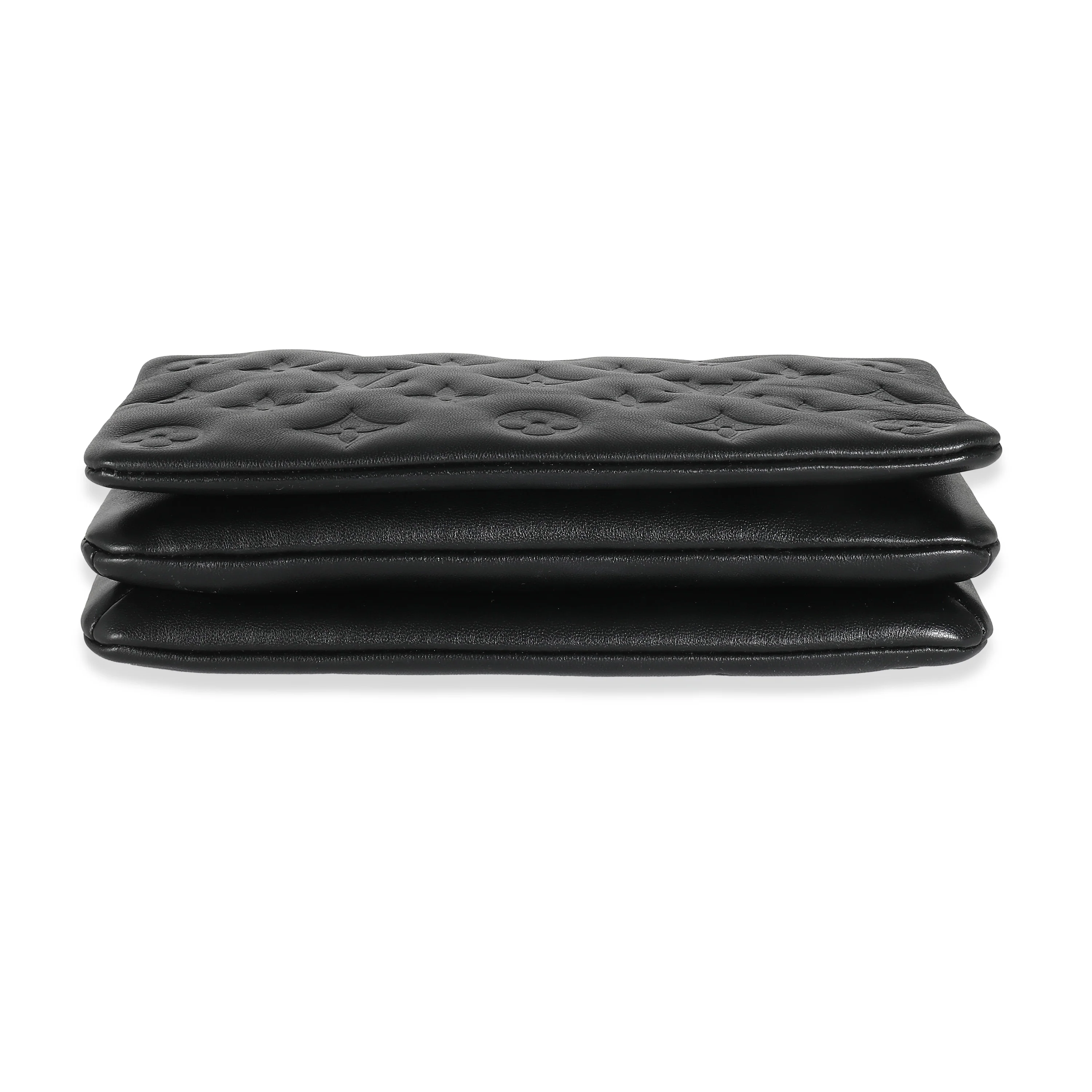Black Monogram Embossed Puffy Lambskin Pochette Coussin - Image 5