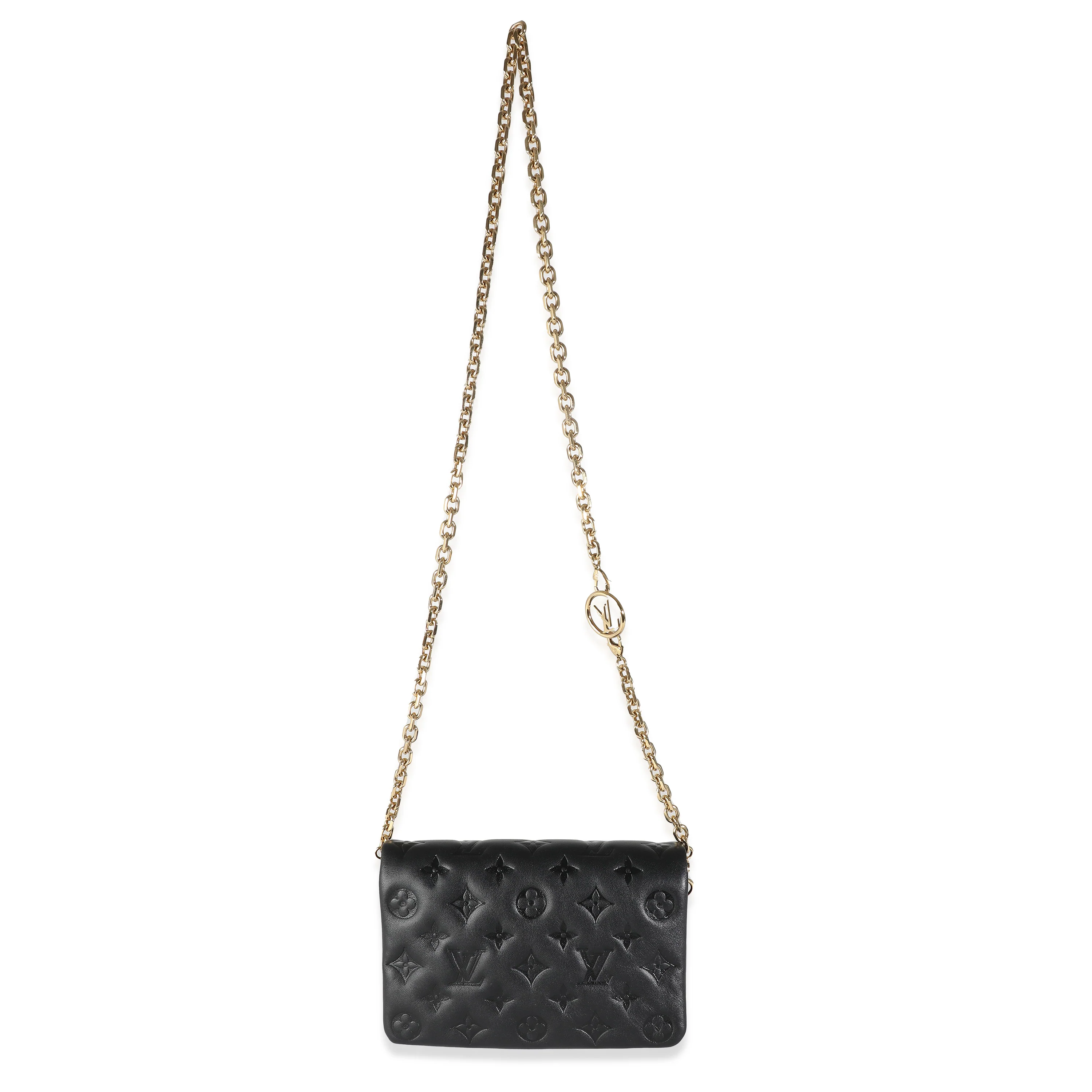Black Monogram Embossed Puffy Lambskin Pochette Coussin - Image 8