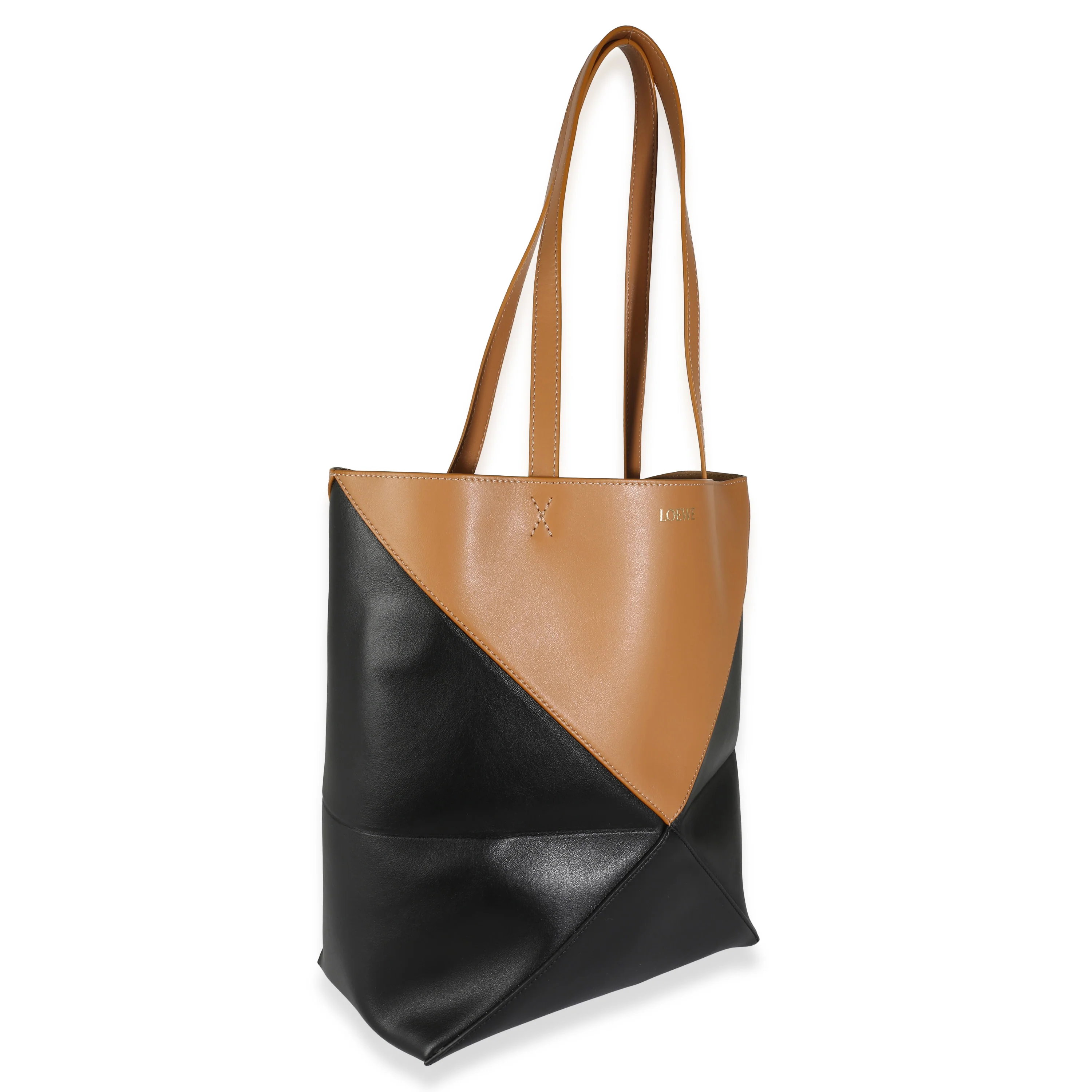 Warm Desert Black Calfskin Medium Puzzle Fold Tote - Image 3