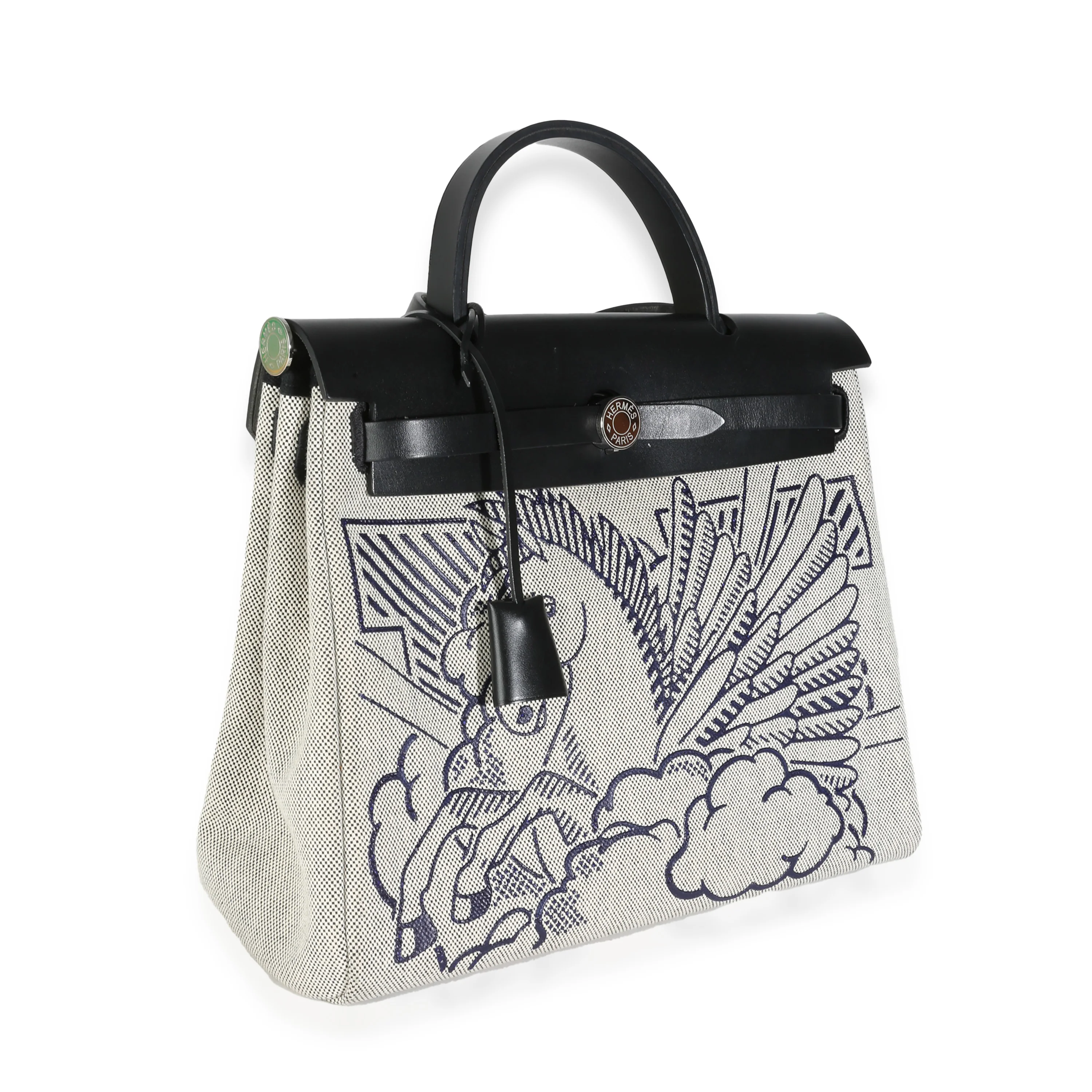Bleu Indigo Ecru Black Vache Hunter Toile H Pegase Pop Herbag 31 PM - Image 3