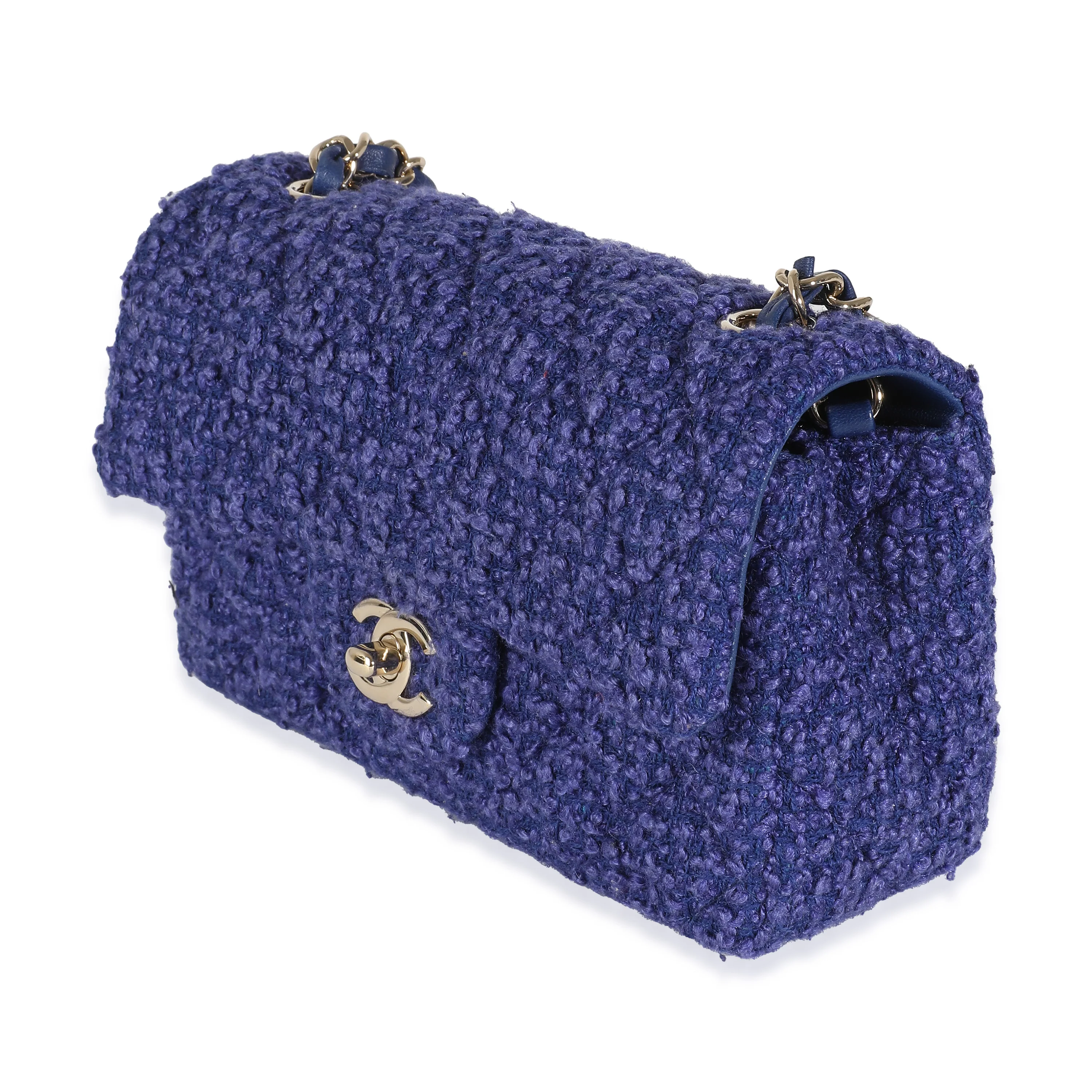 Purple Navy Tweed Mini Rectangular Flap Bag - Image 2