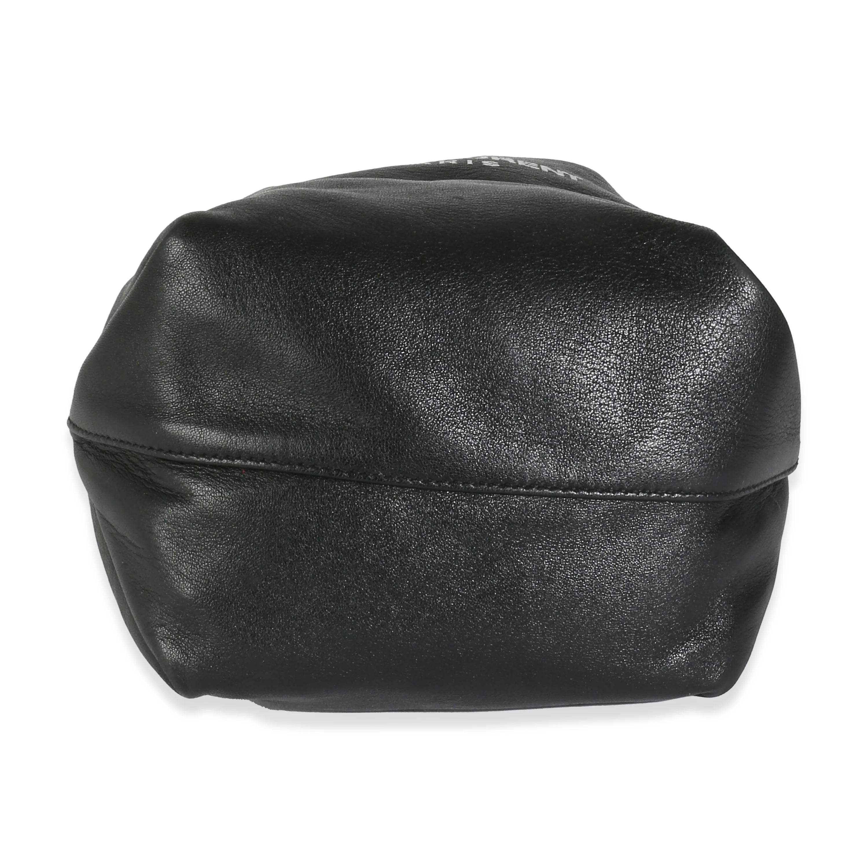 Black Lambskin Teddy Drawstring Bucket Bag - Image 3