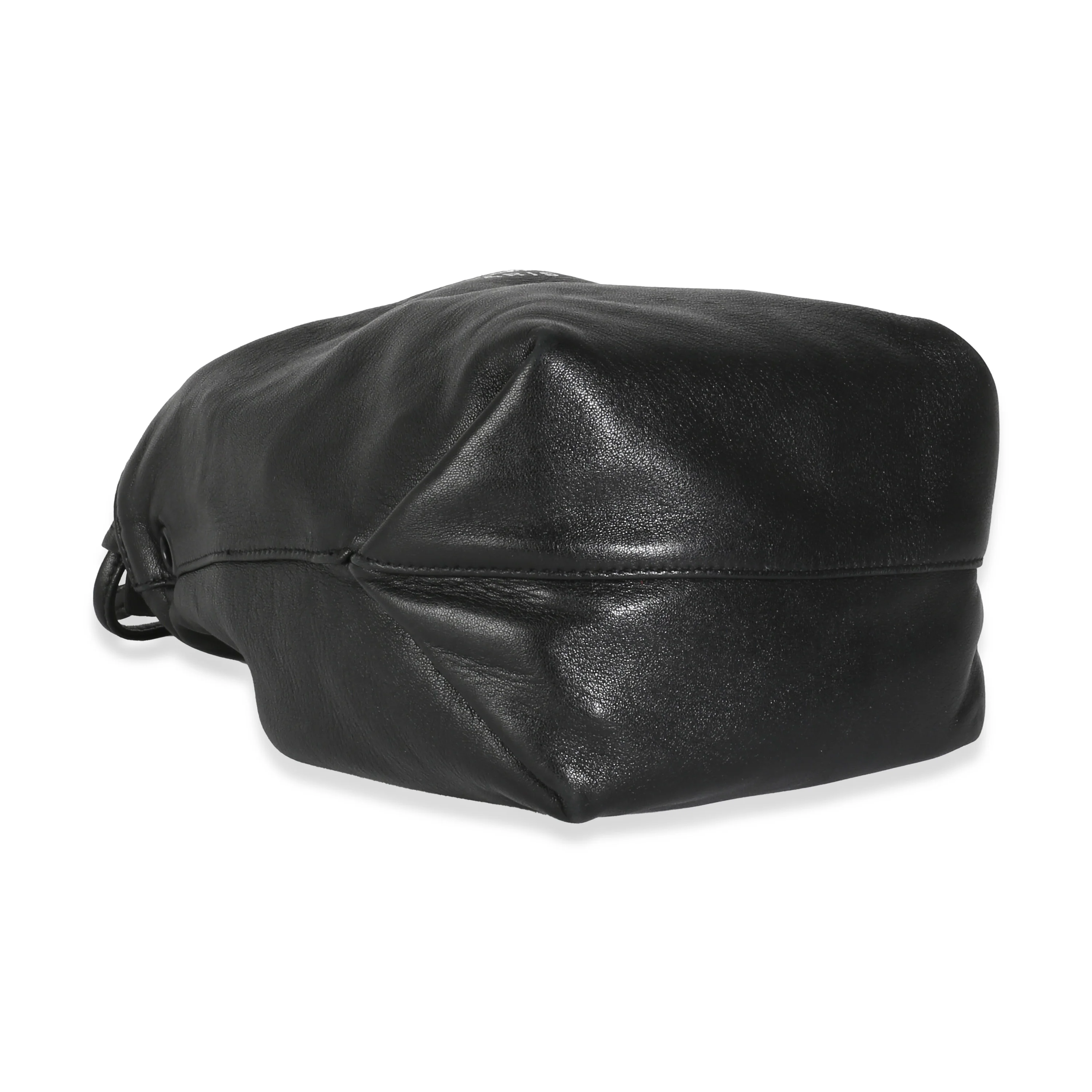 Black Lambskin Teddy Drawstring Bucket Bag - Image 4