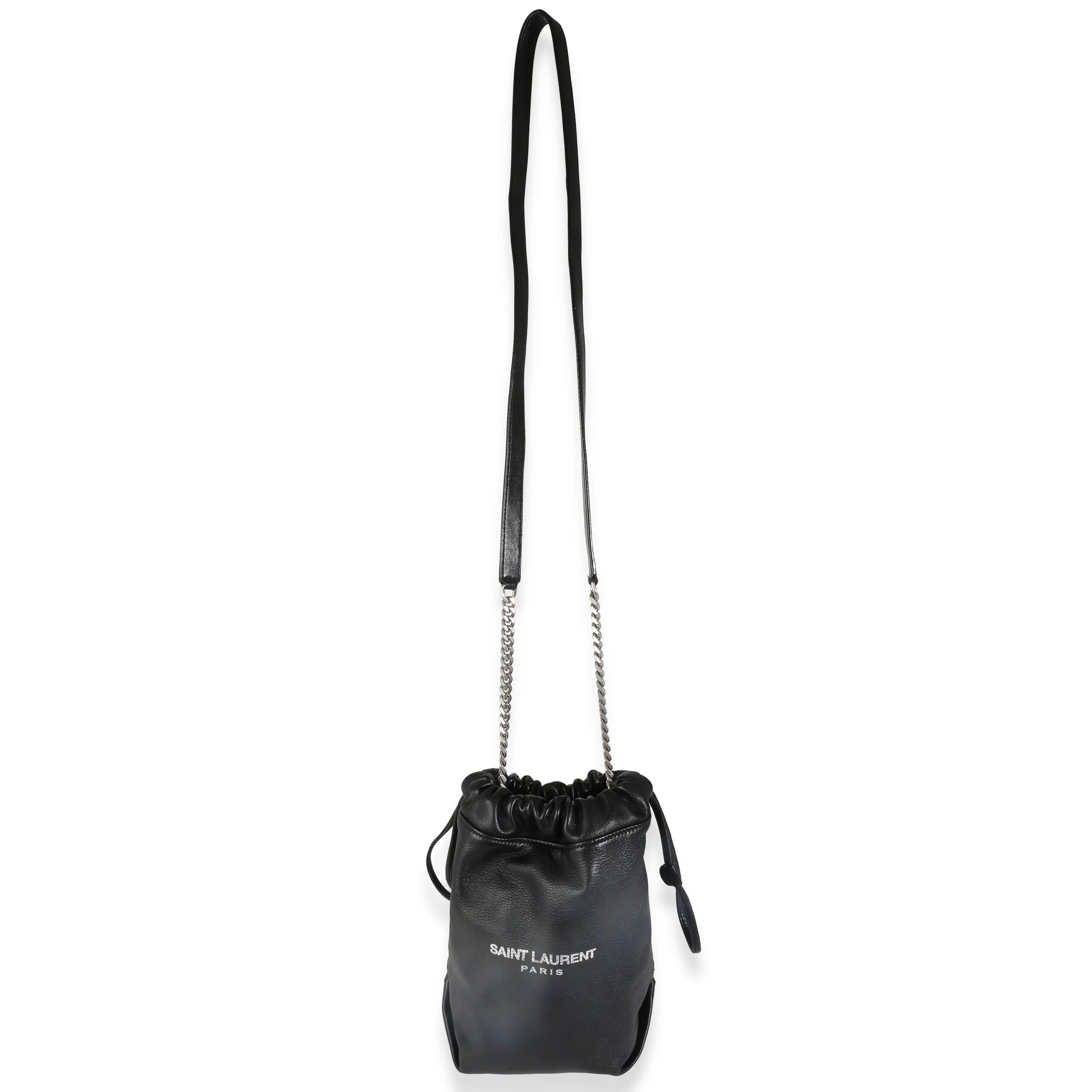 Black Lambskin Teddy Drawstring Bucket Bag - Image 5