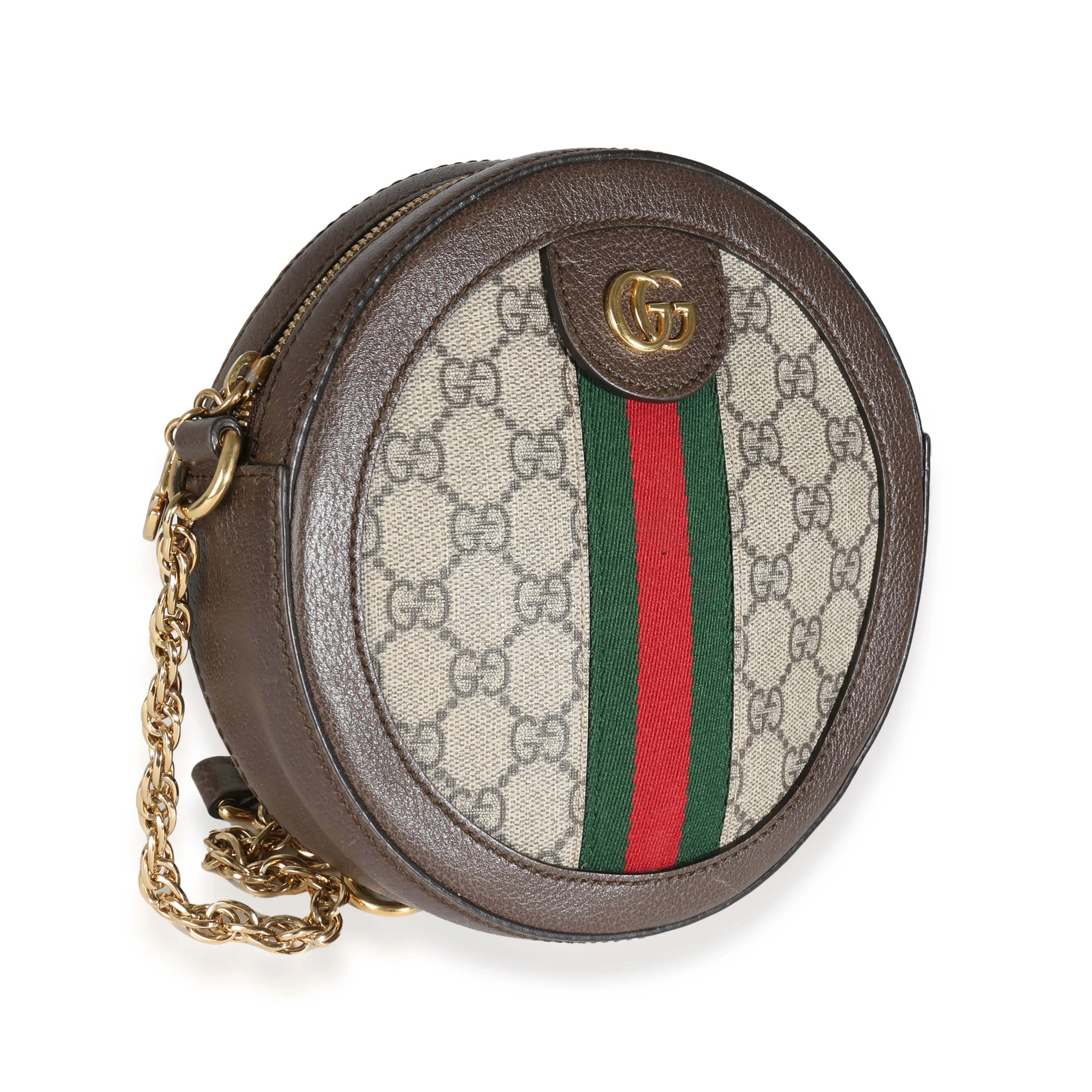 Beige GG Supreme Canvas Mini Ophidia Round Shoulder Bag - Image 3