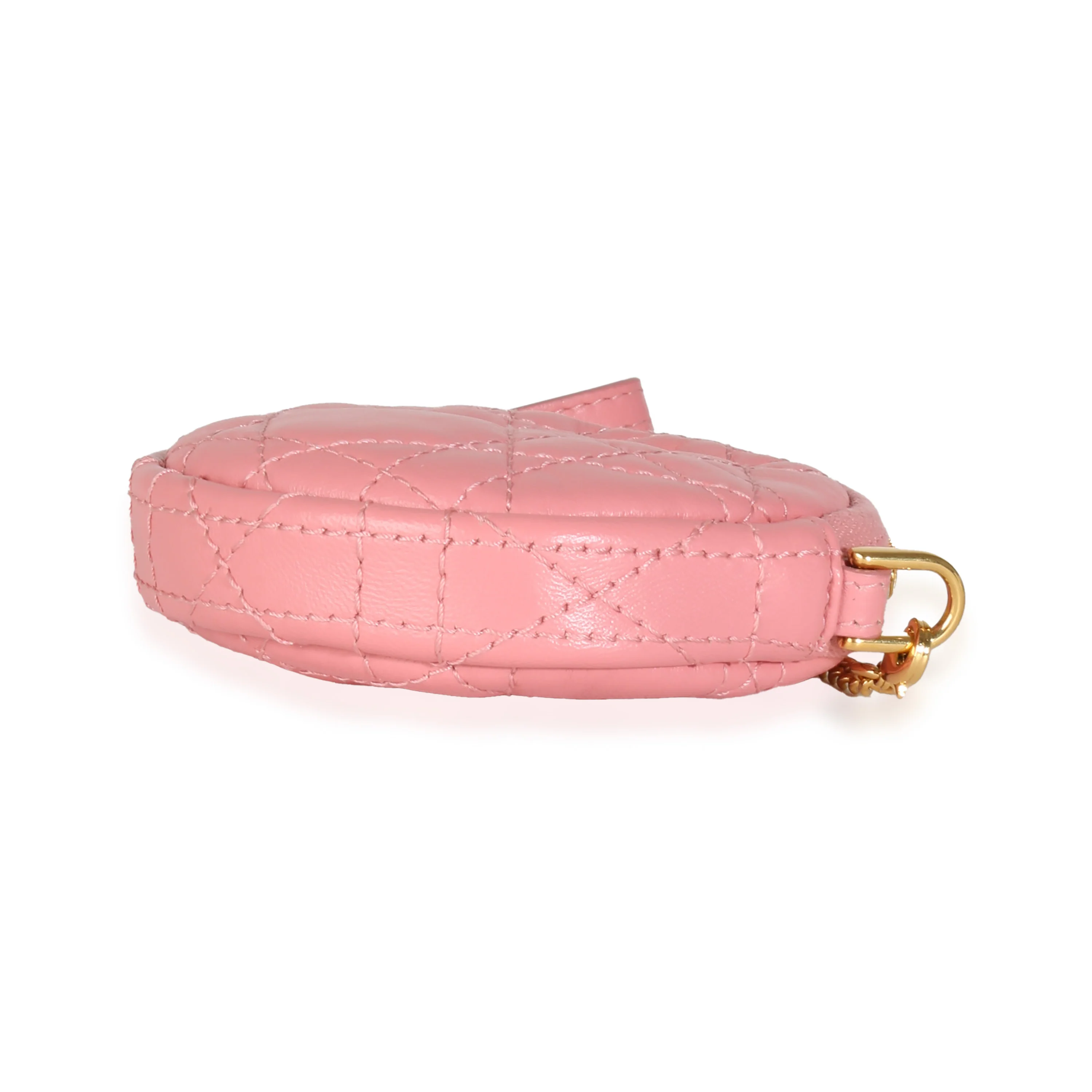 Pink Cannage Lambskin Mini Round Caro Chain Pouch - Image 5