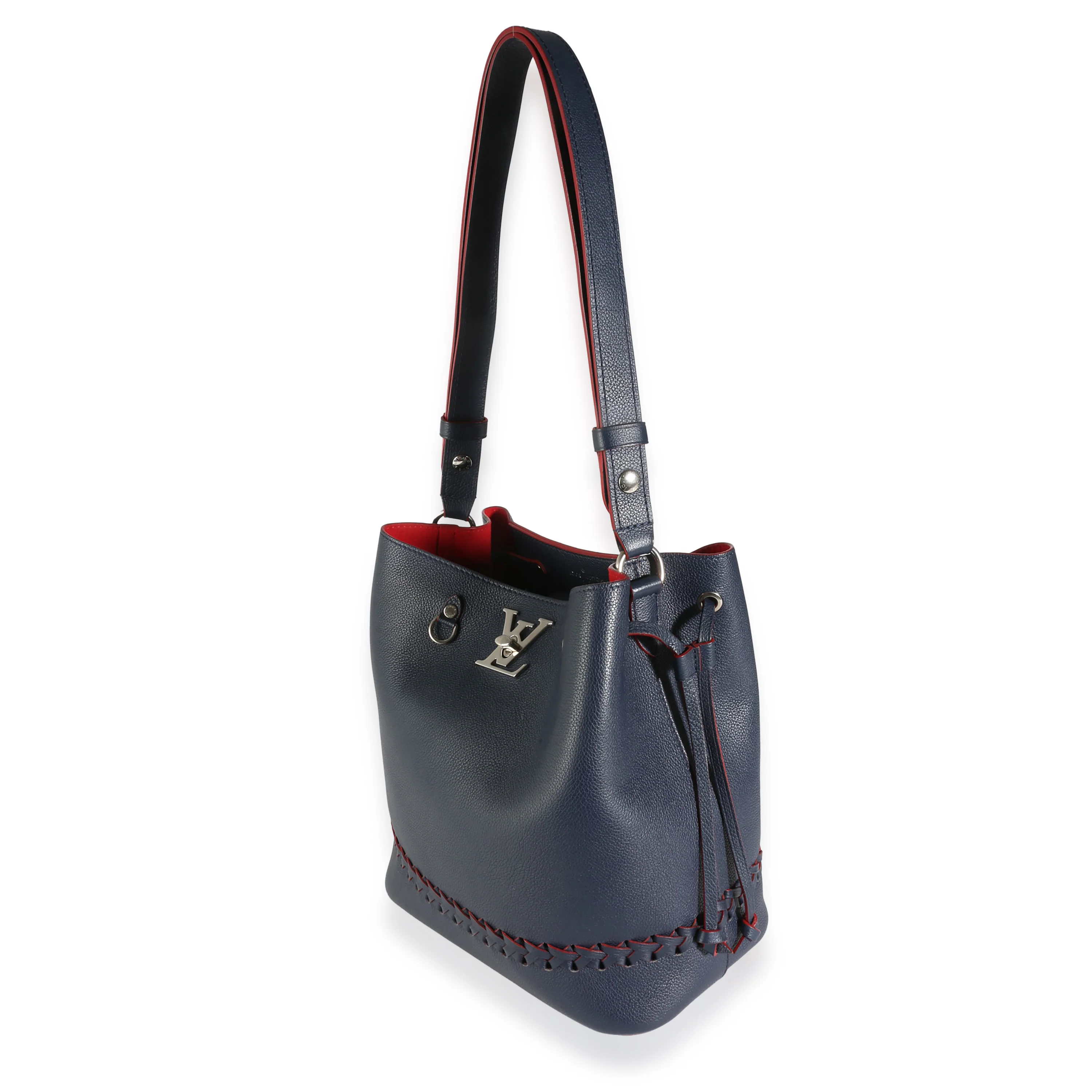 Marine Rouge Taurillon Braided Lockme Bucket Bag - Image 2