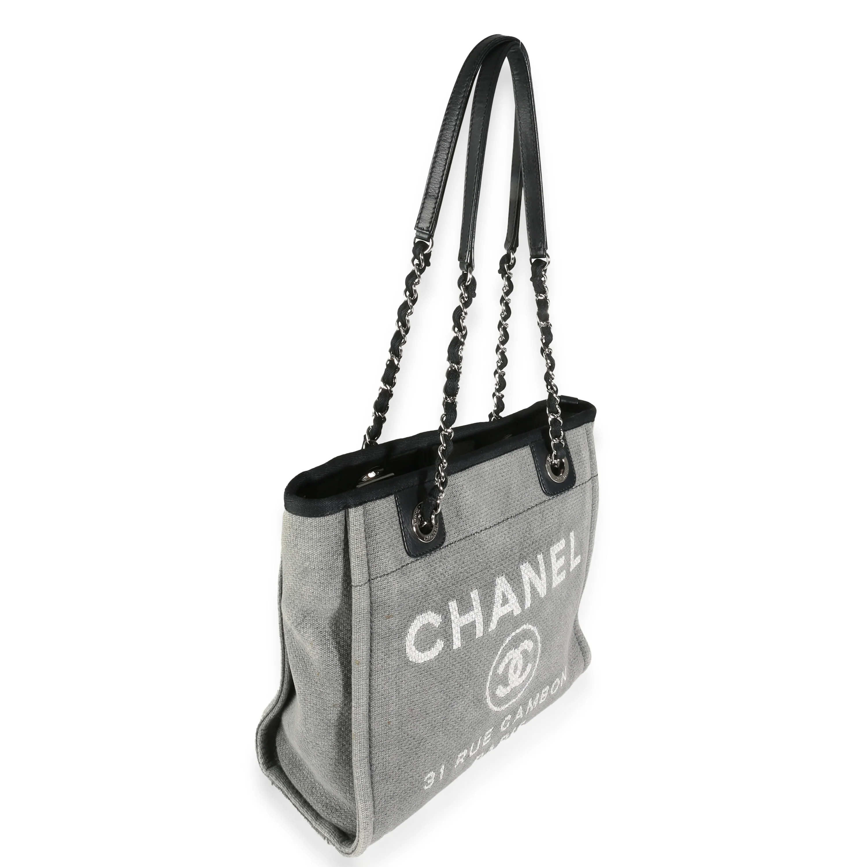Grey Canvas Small Deauville Tote - Image 3
