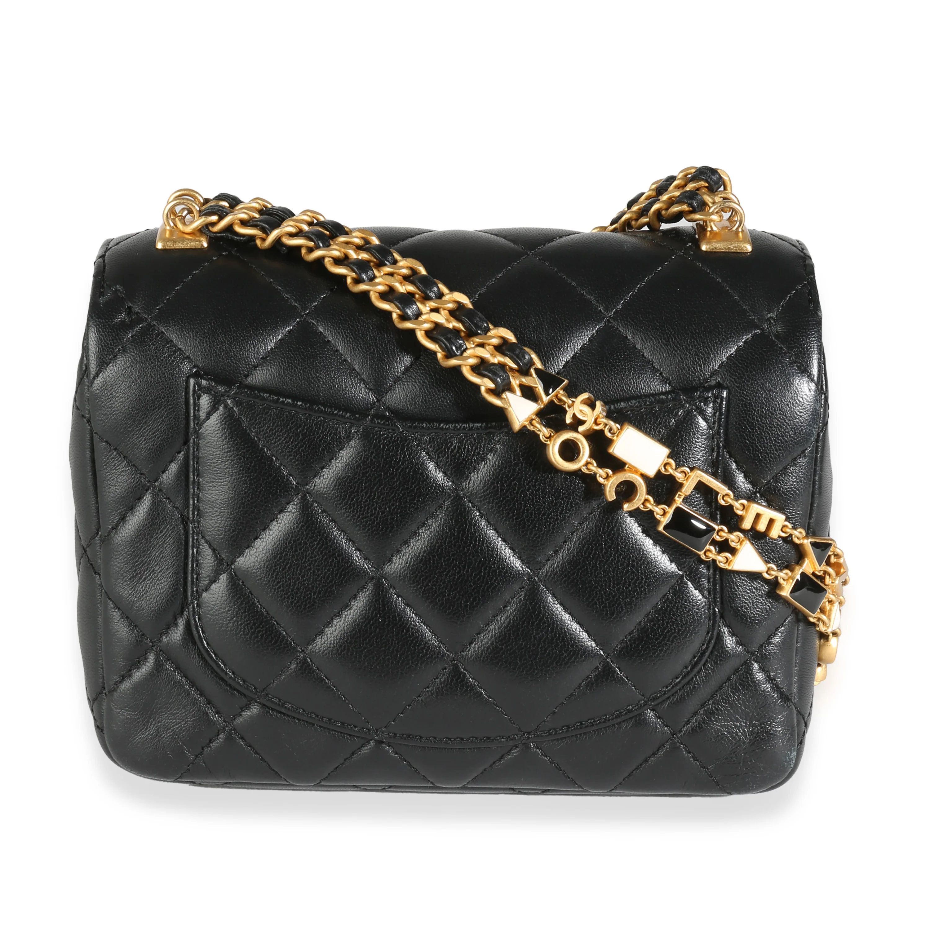 Black Quilted Lambskin Enamel Coco Chanel Mini Flap Bag - Image 4