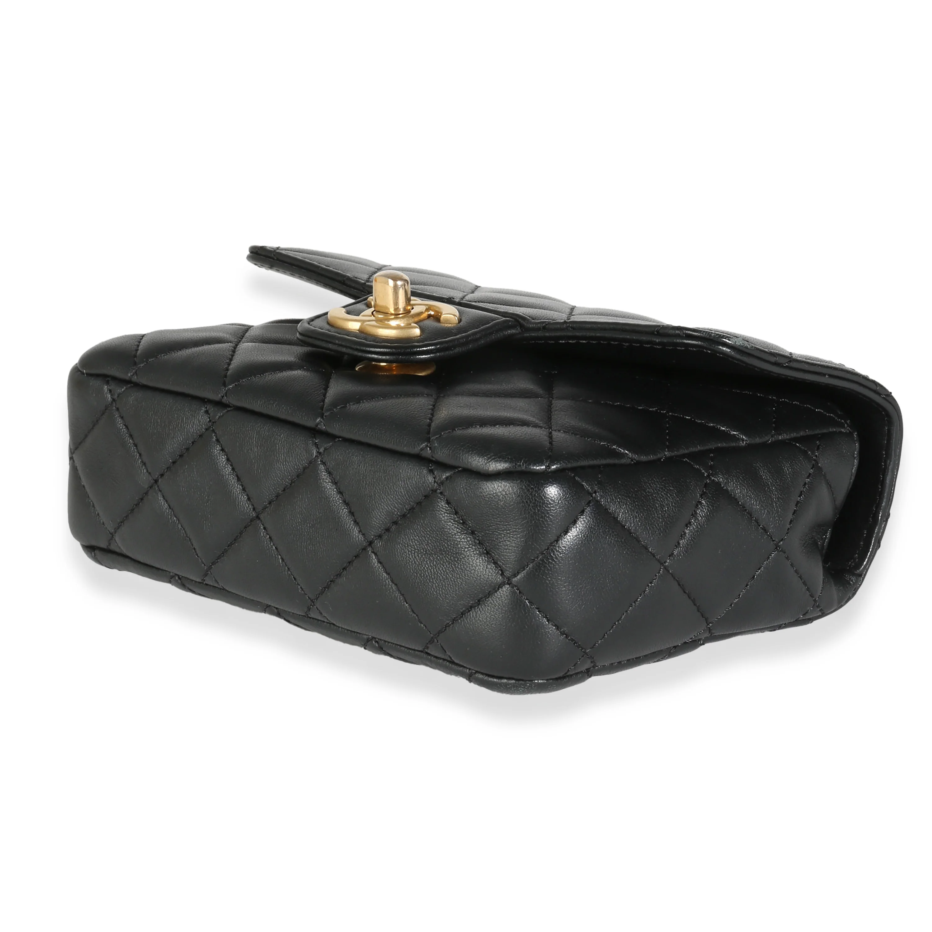 Black Quilted Lambskin Enamel Coco Chanel Mini Flap Bag - Image 7