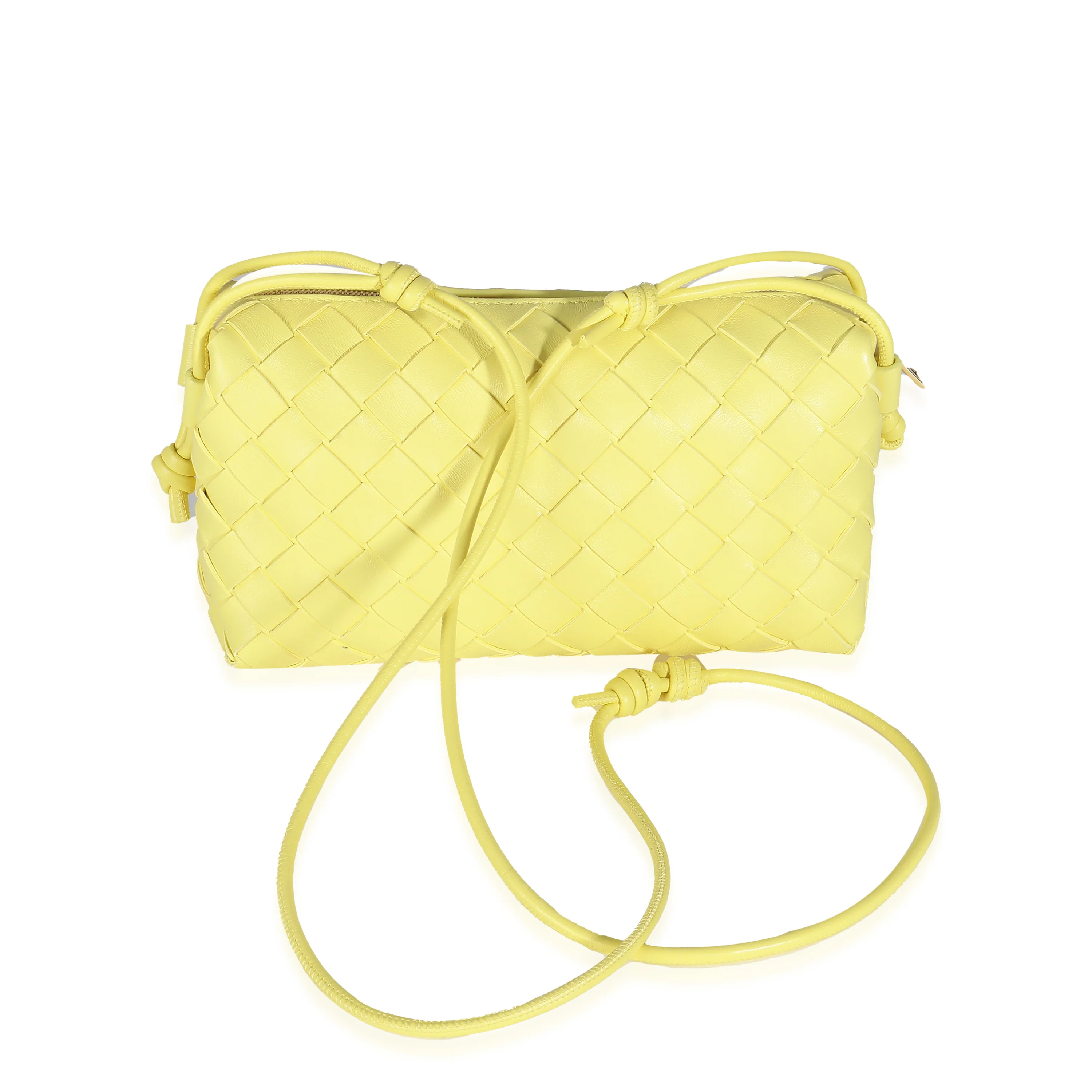 Yellow Nappa Intrecciato East West Loop Camera Bag - Image 3