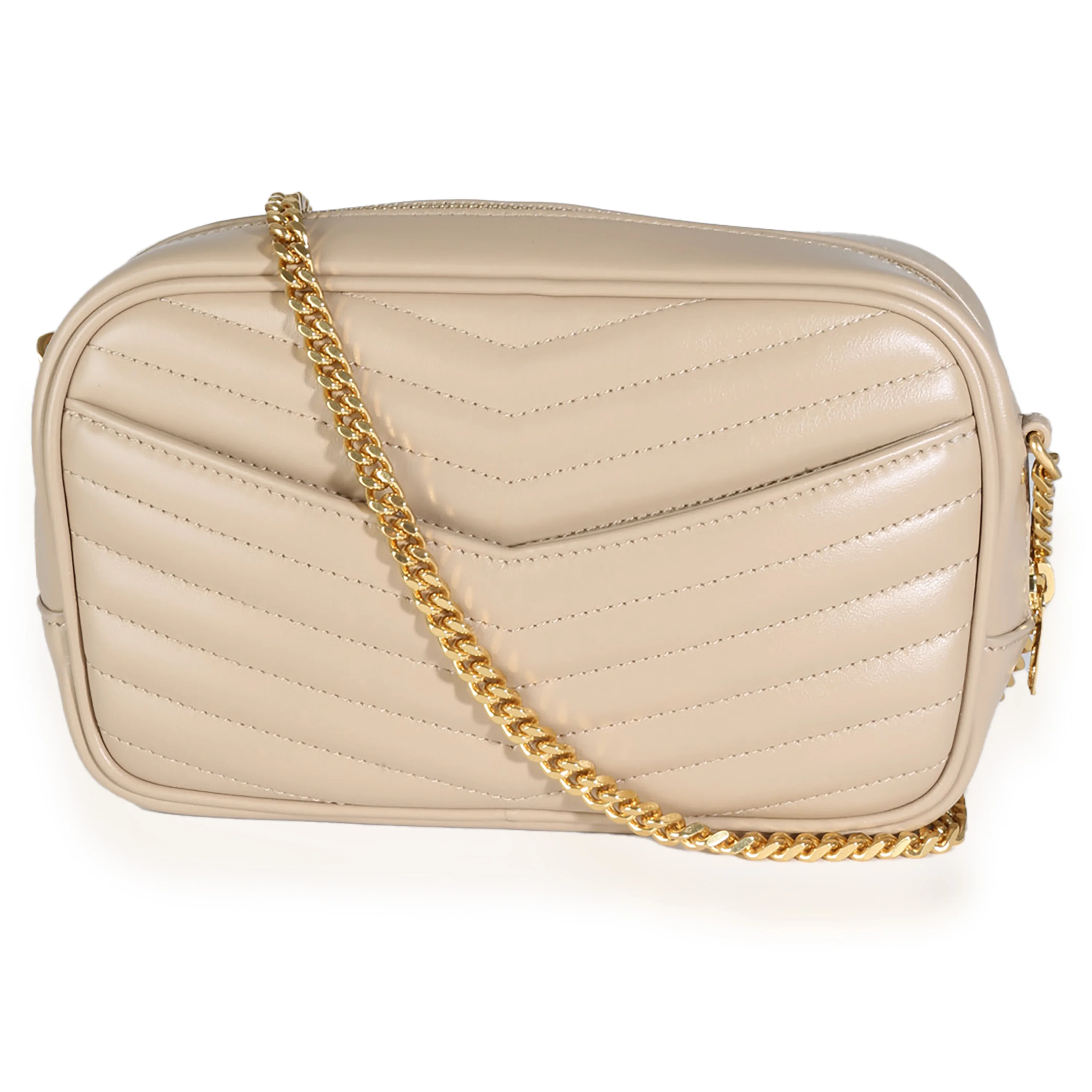 Dark Beige Chevron Calfskin Mini Lou Crossbody Bag - Image 4