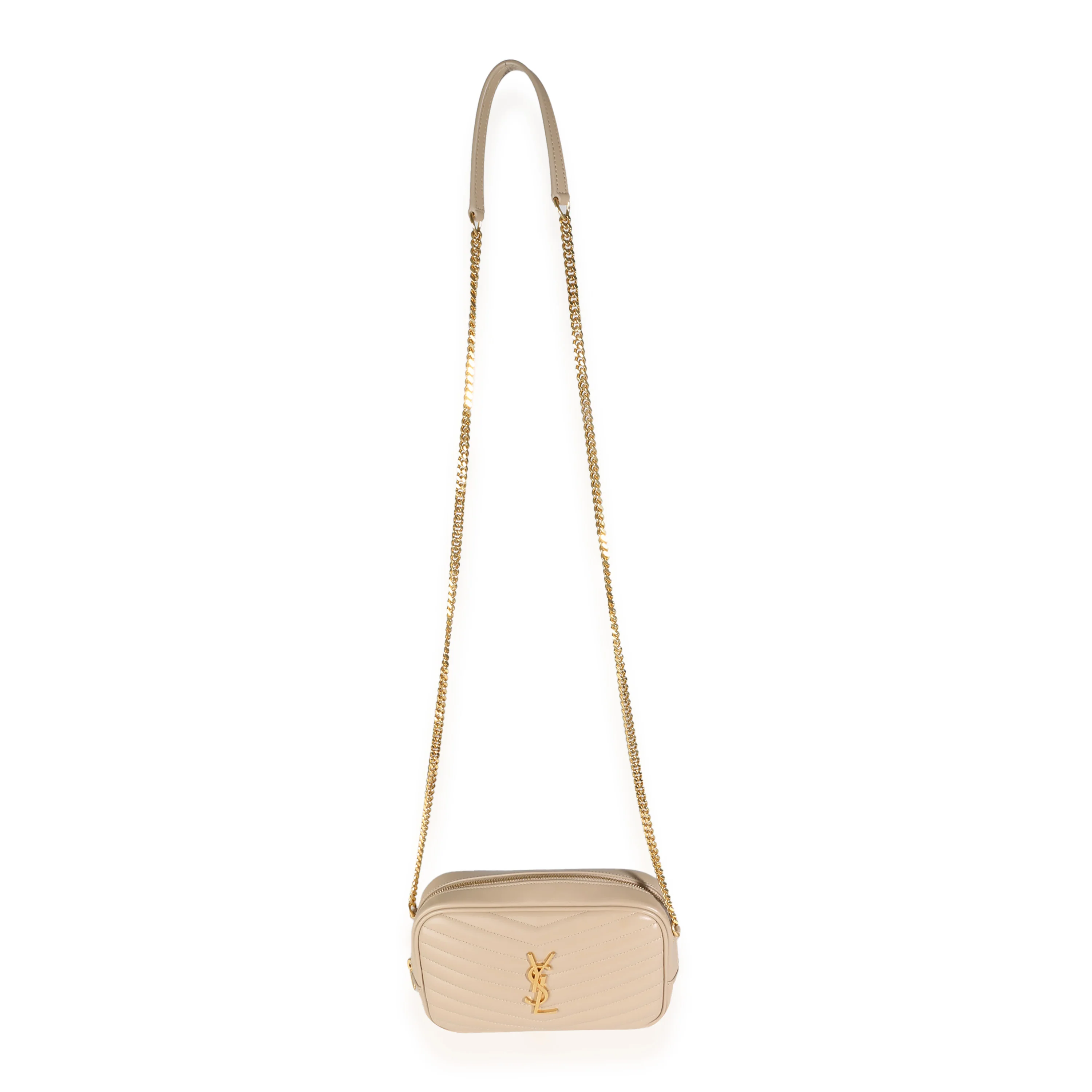 Dark Beige Chevron Calfskin Mini Lou Crossbody Bag - Image 8