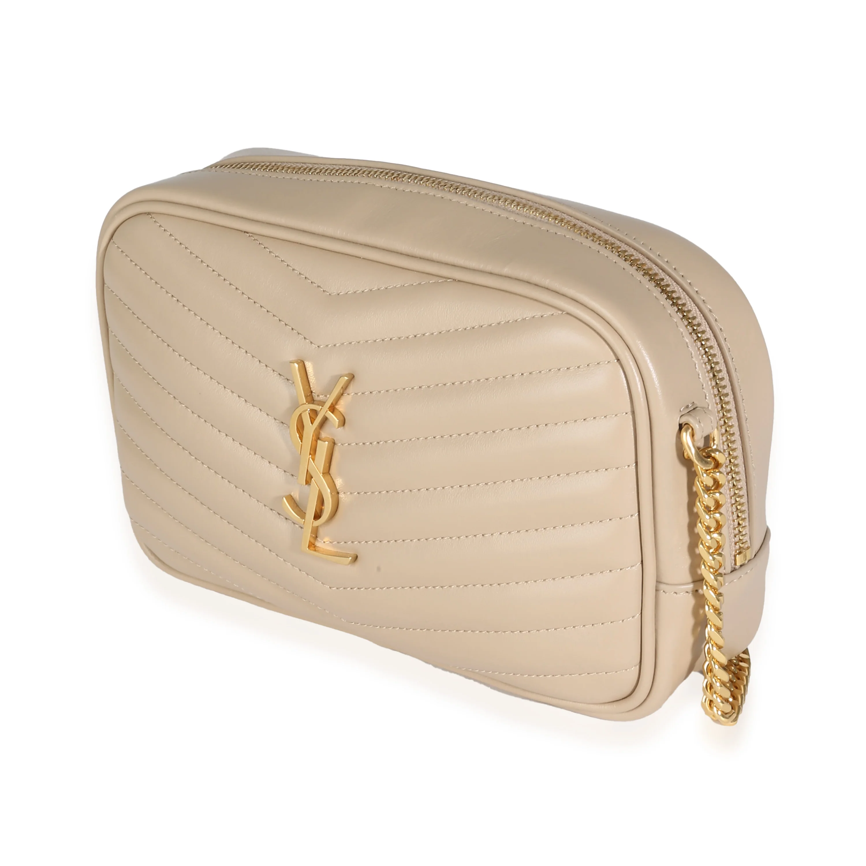 Dark Beige Chevron Calfskin Mini Lou Crossbody Bag - Image 2