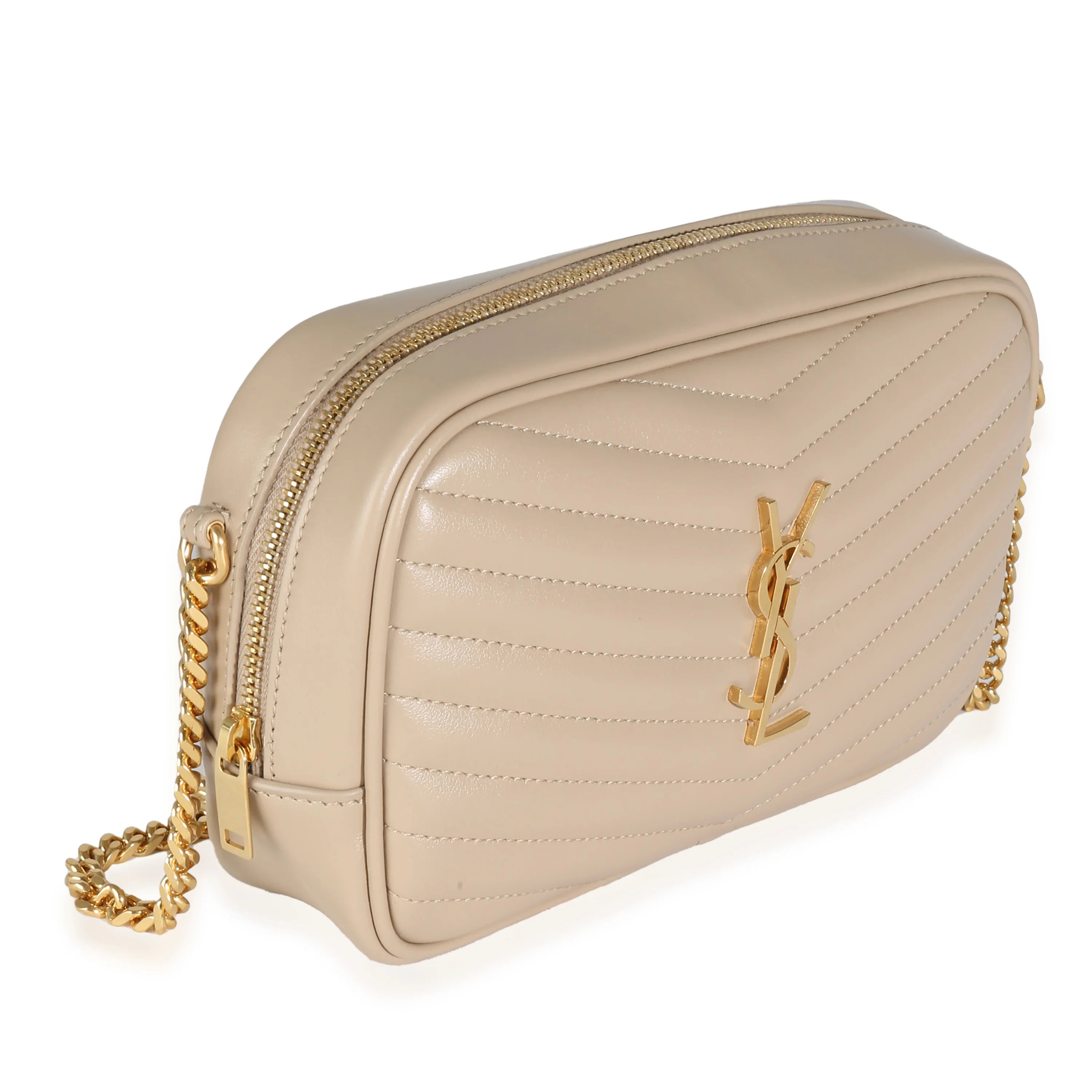 Dark Beige Chevron Calfskin Mini Lou Crossbody Bag - Image 3