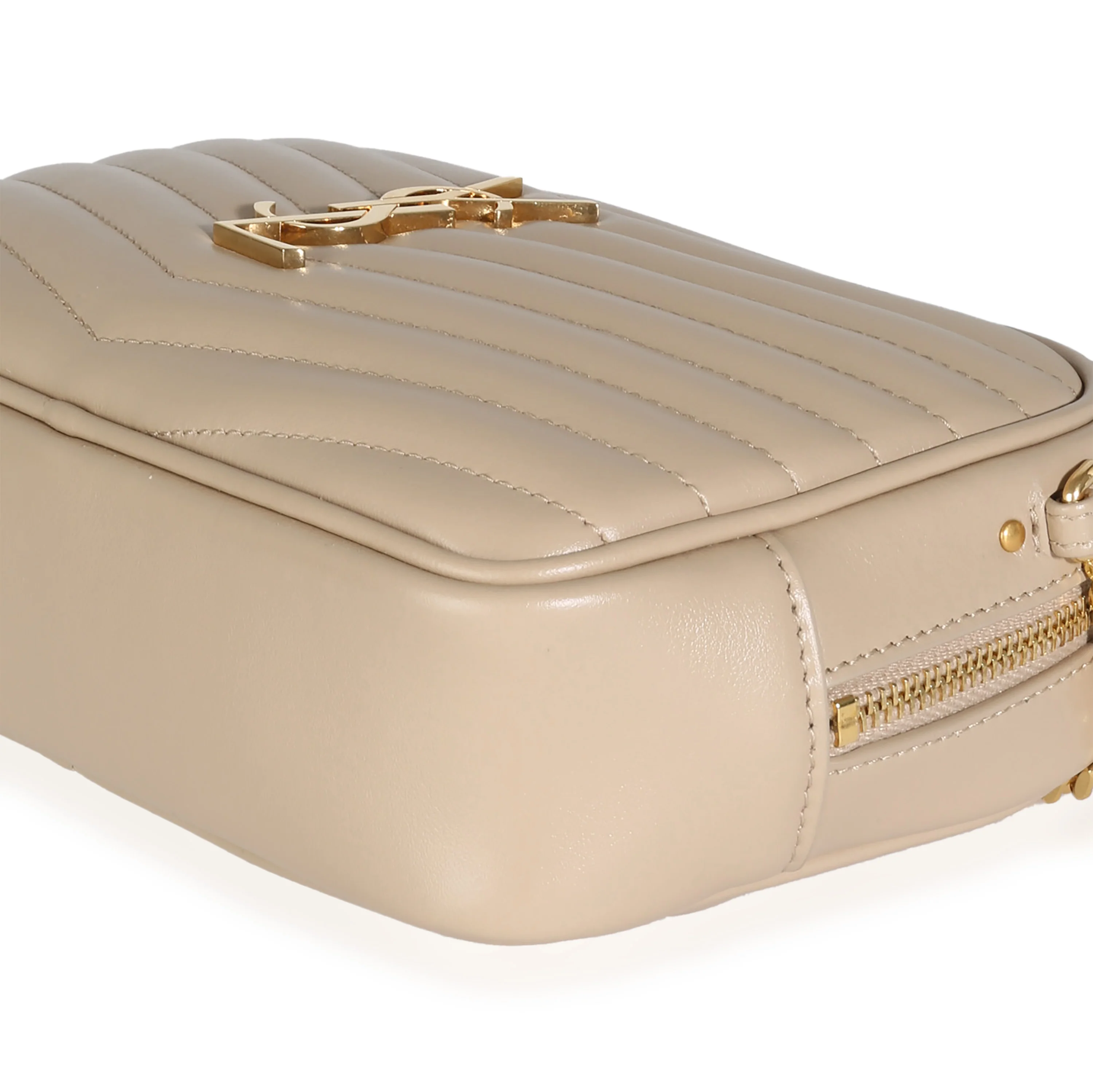 Dark Beige Chevron Calfskin Mini Lou Crossbody Bag - Image 7