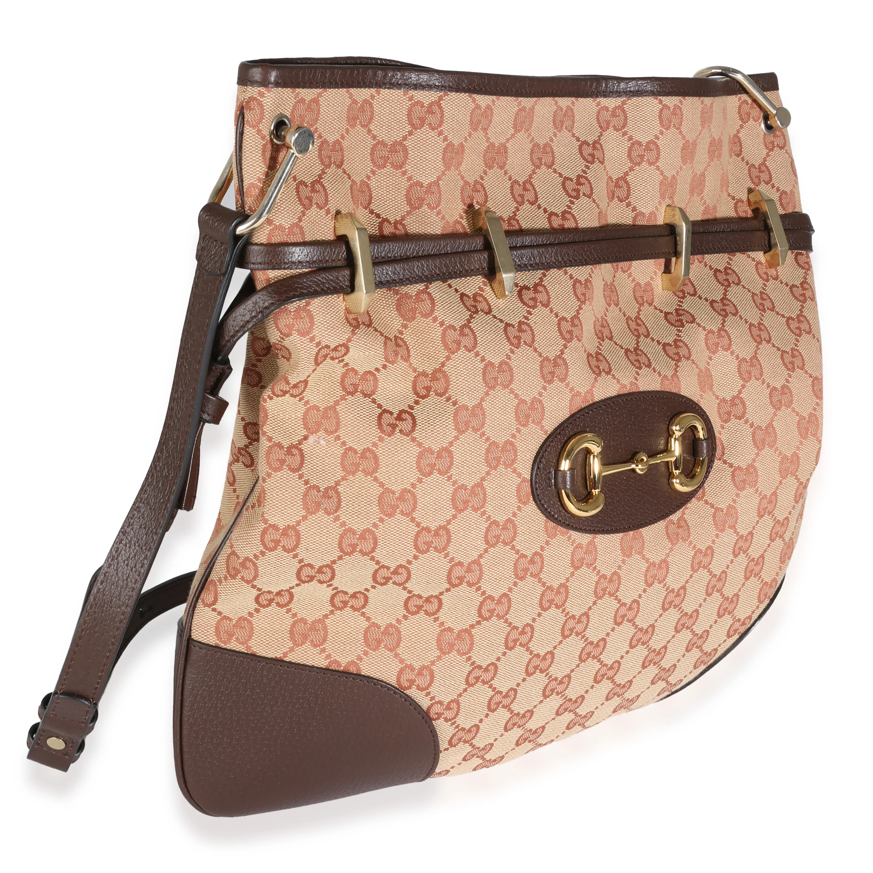 Beige GG Canvas Textured Dollar Calfskin Horsebit 1955 Top Messenger - Image 3