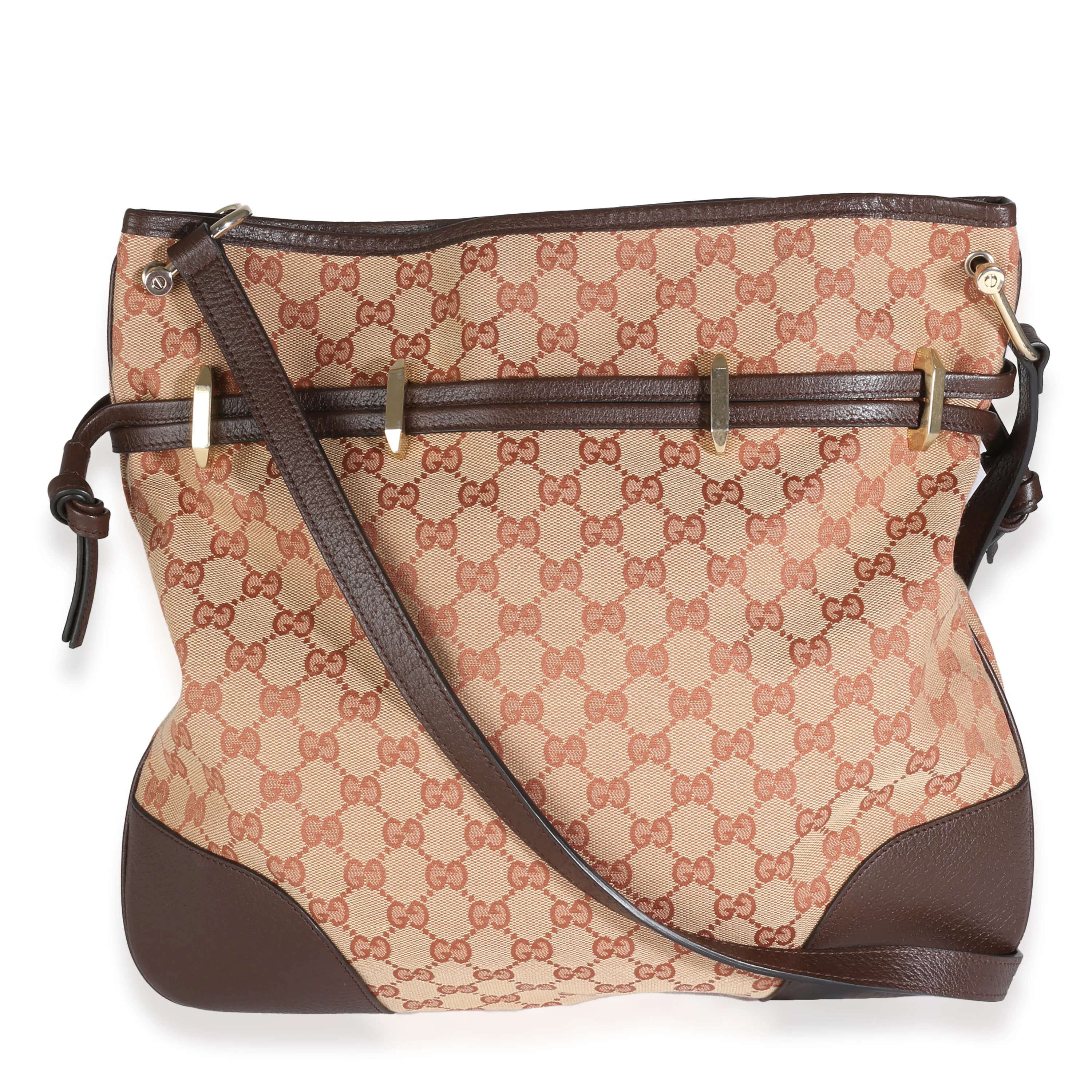 Beige GG Canvas Textured Dollar Calfskin Horsebit 1955 Top Messenger - Image 4