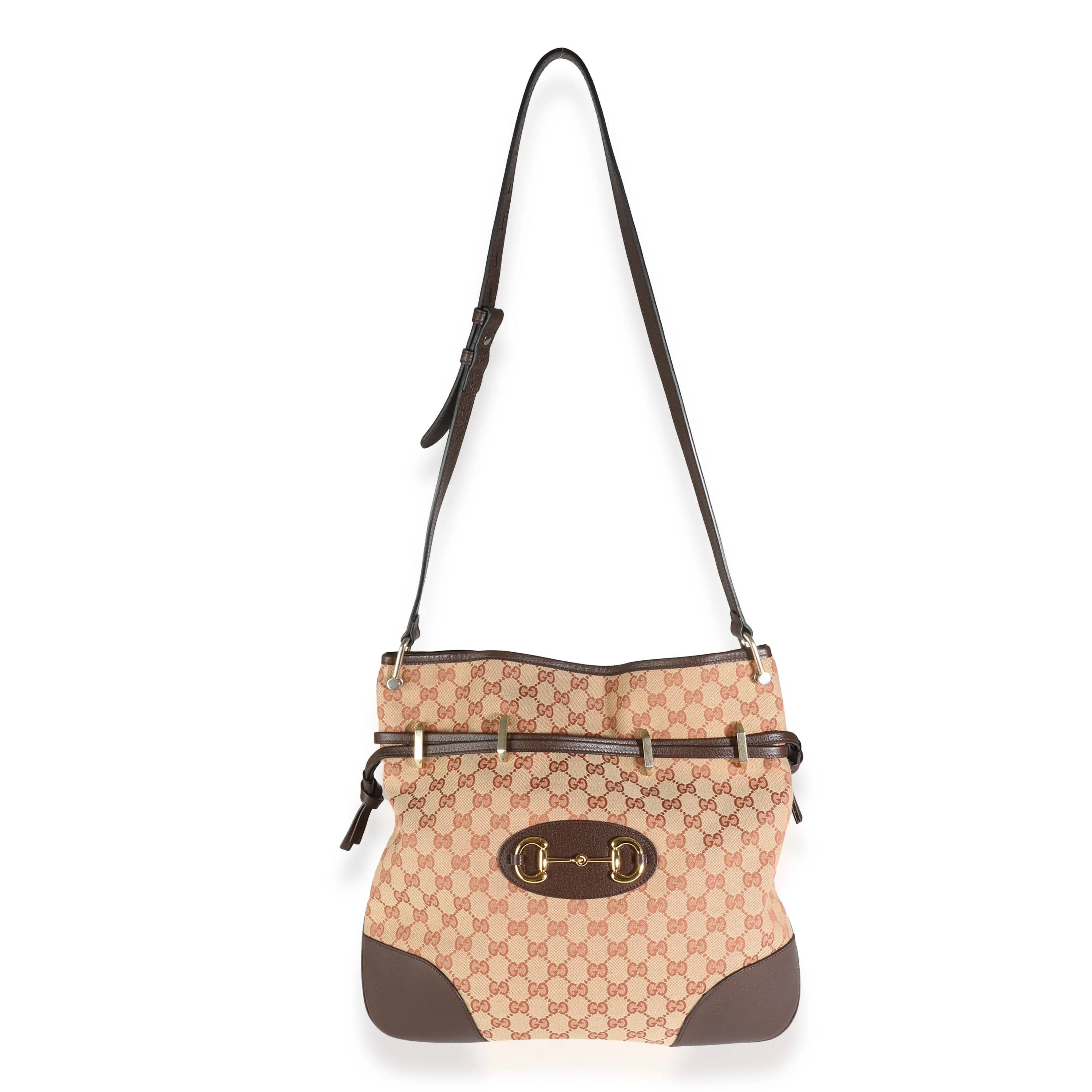 Beige GG Canvas Textured Dollar Calfskin Horsebit 1955 Top Messenger - Image 8