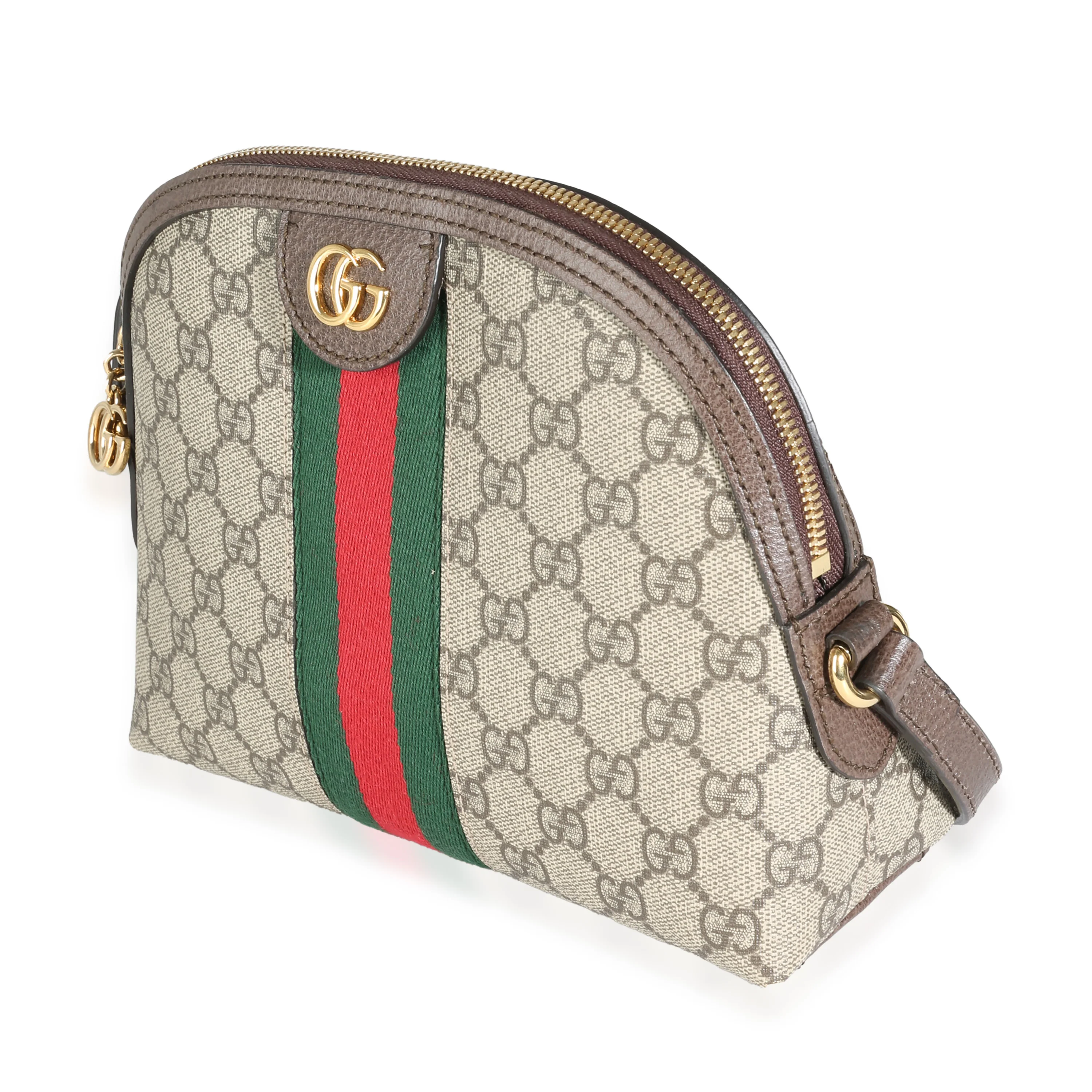 Beige Ebony GG Supreme Canvas Dollar Calfskin Web Ophidia Dome Bag - Image 2
