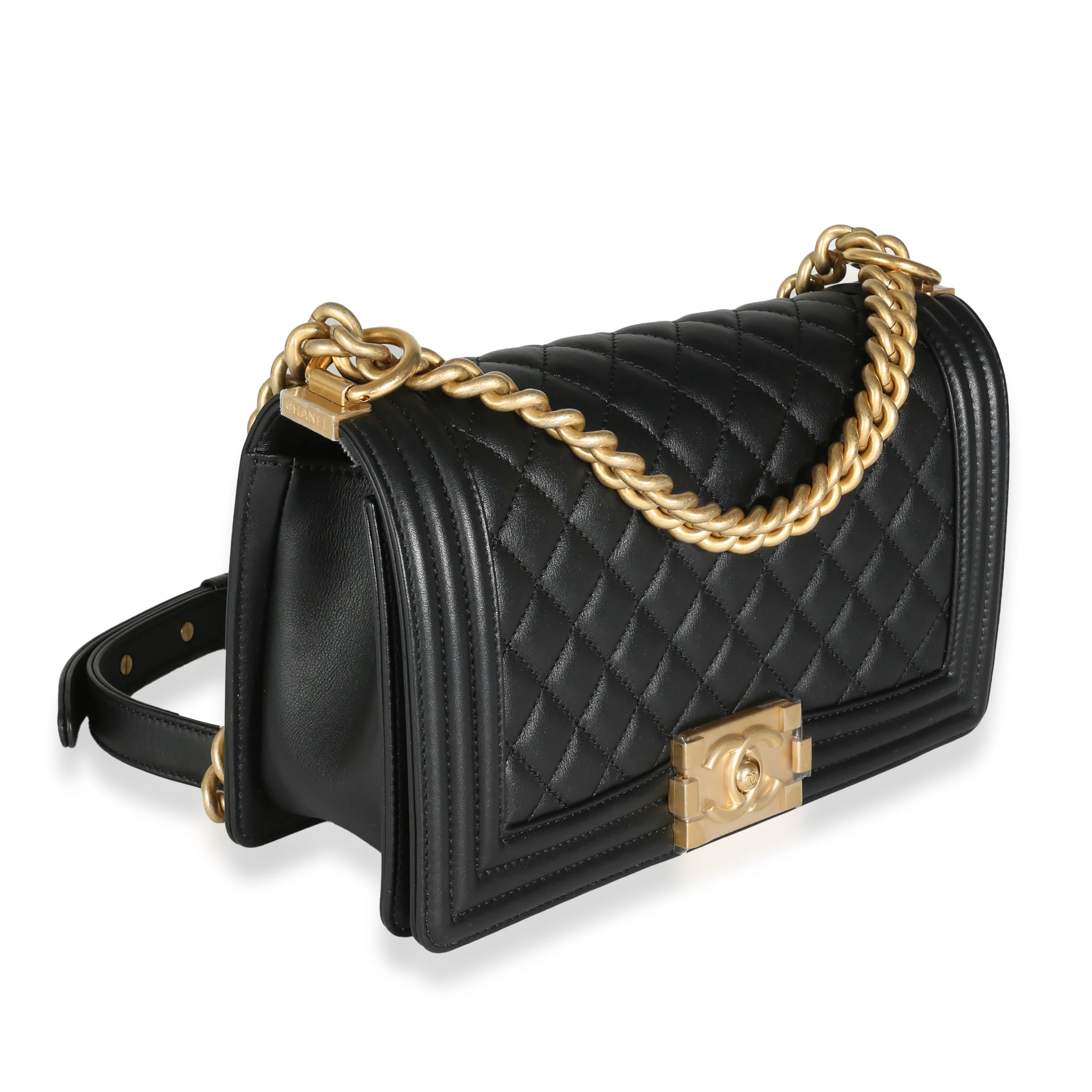 Black Quilted Lambskin Medium Boy Bag - Image 3