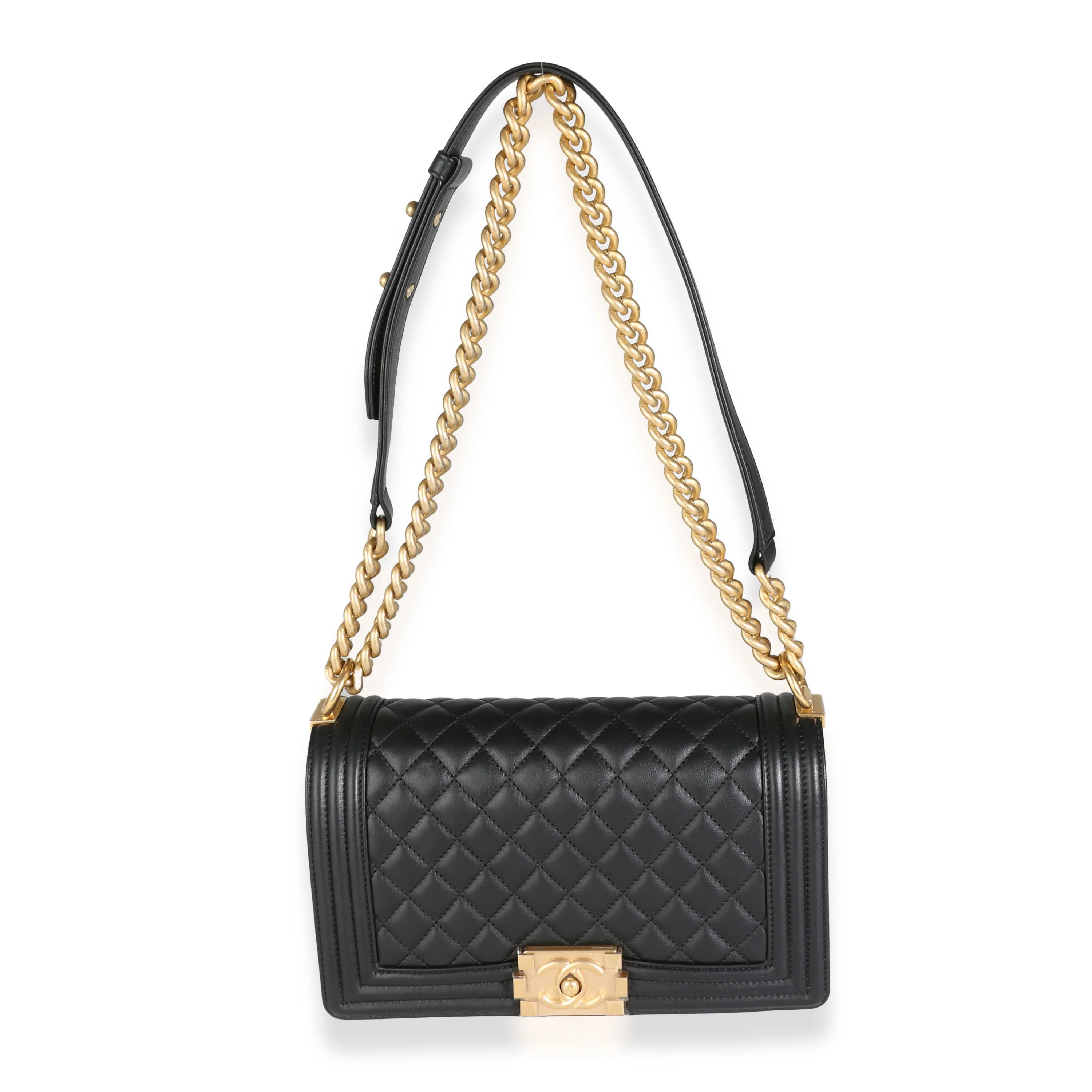 Black Quilted Lambskin Medium Boy Bag - Image 7