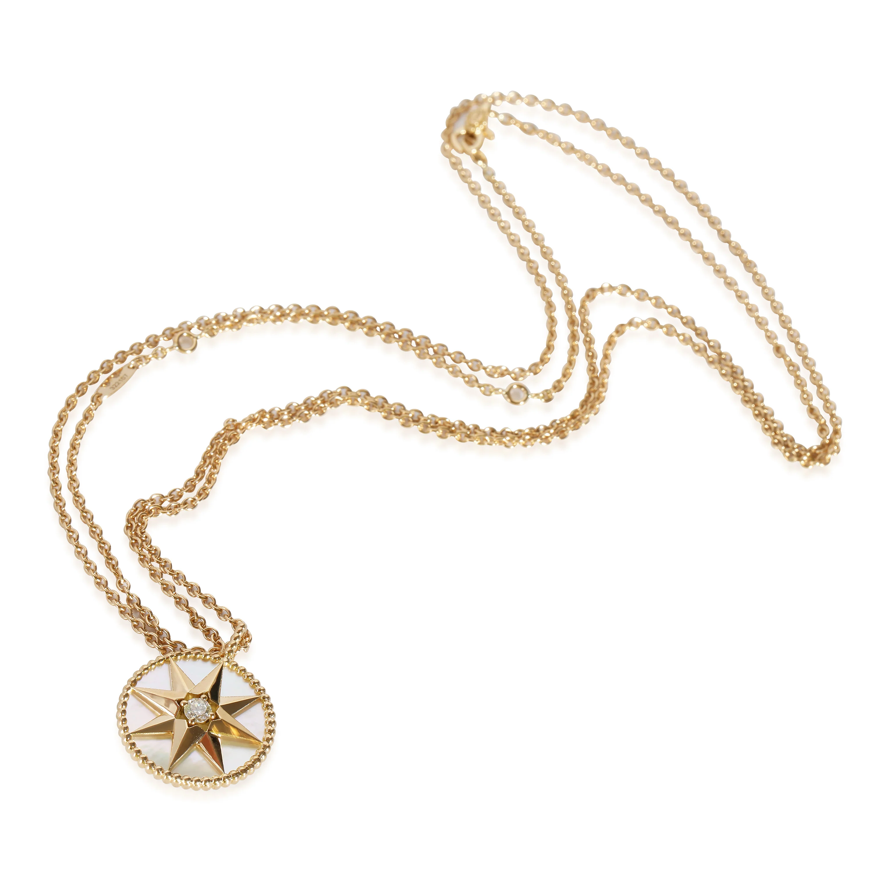Dior Rose Des Vents Mother Of Pearl Fashion Pendant in 18k Yellow Gold 0.15 CTW - Image 2