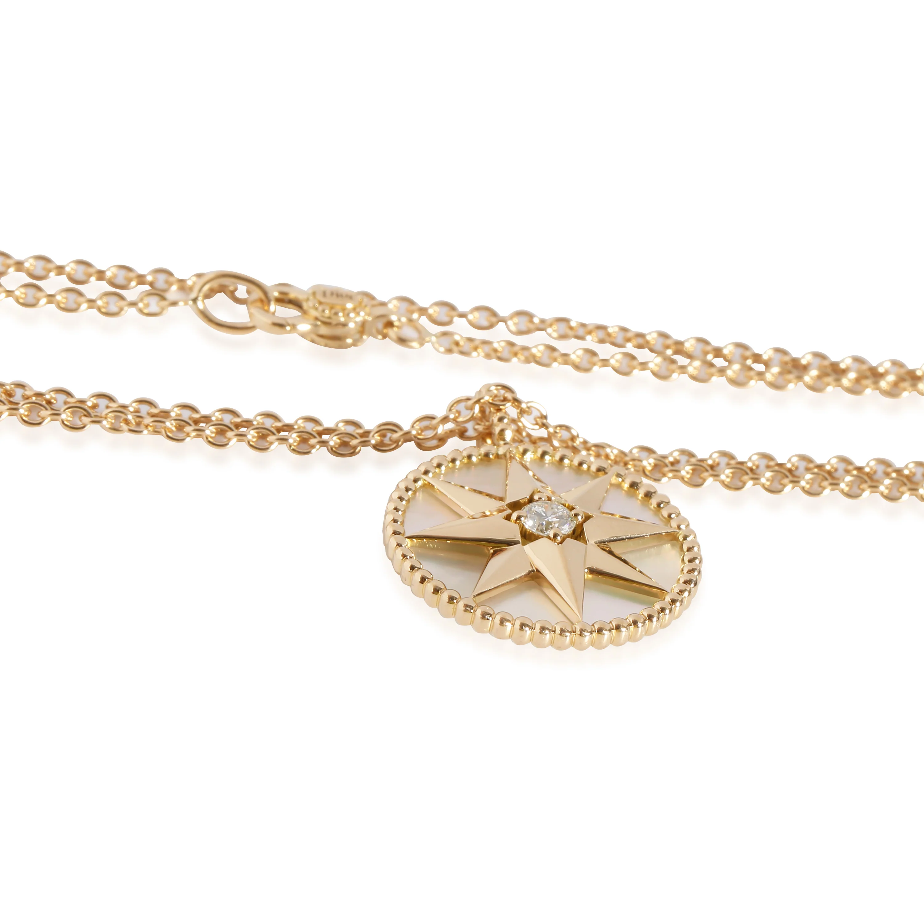 Dior Rose Des Vents Mother Of Pearl Fashion Pendant in 18k Yellow Gold 0.15 CTW - Image 3