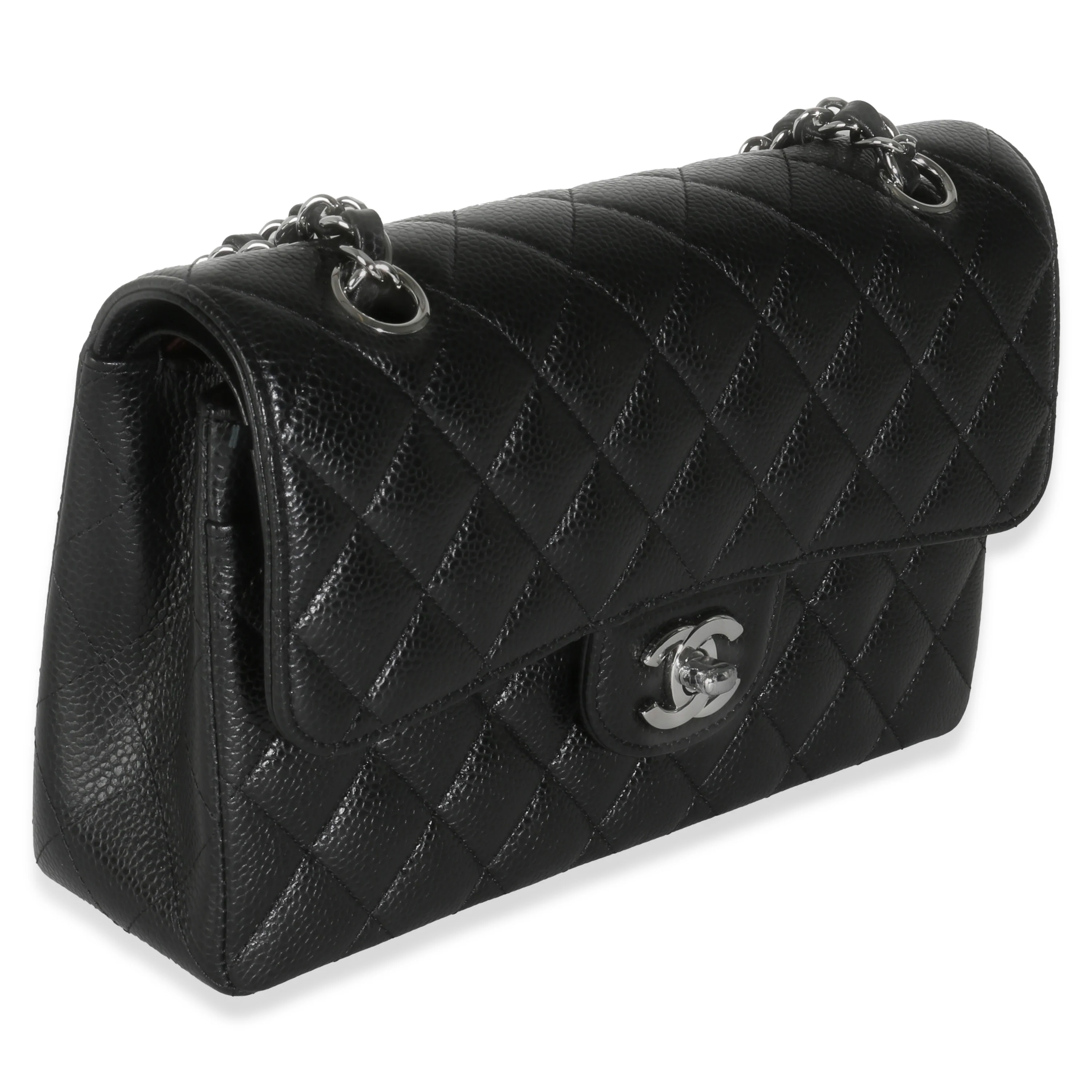Black Quilted Caviar Small Classic Double Flap Bag - Image 3