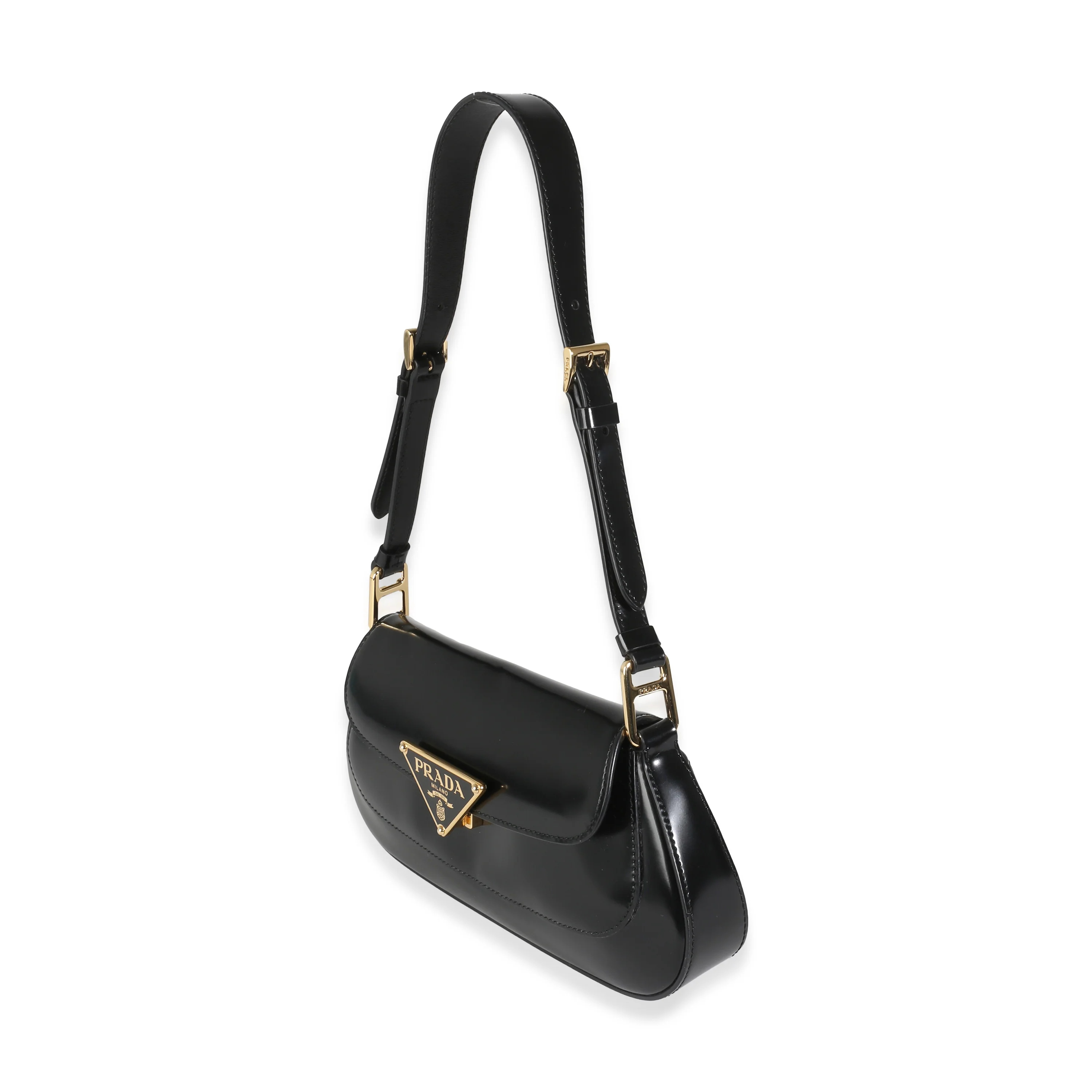 Black Brushed Leather Logo Plaque Shoulder Bag - Image 2