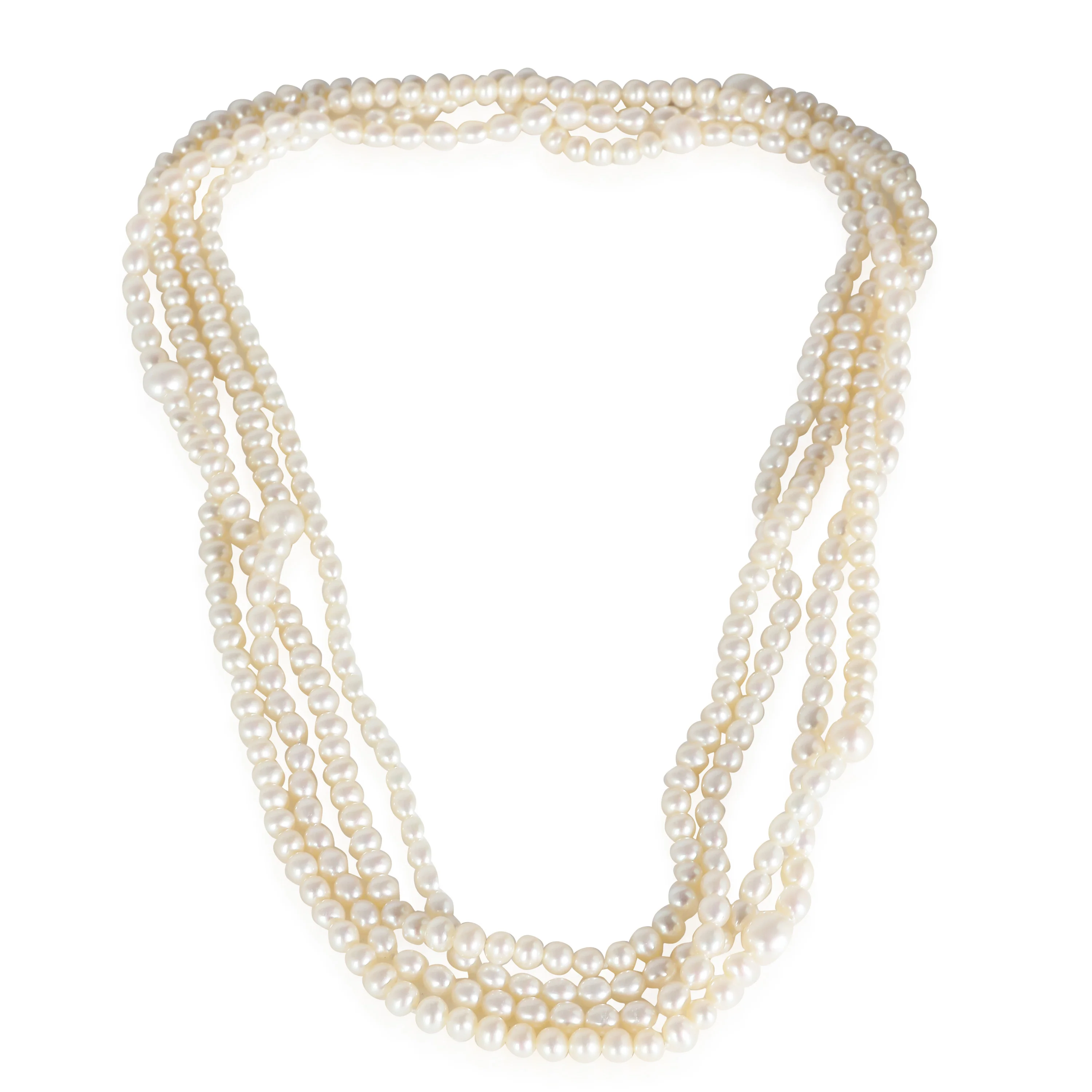 Ziegfeld Fresh Water Pearl Necklace 18K White Gold clasp - Image 5