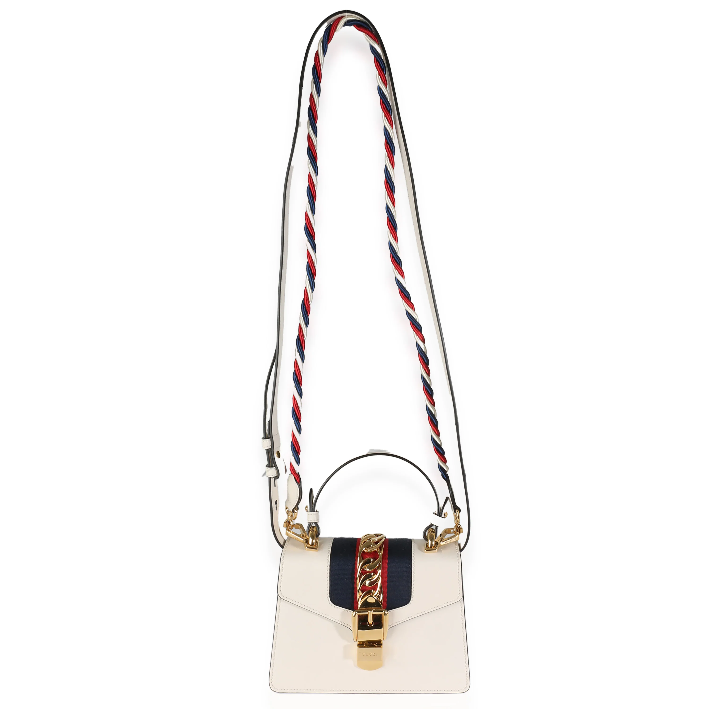 White Calfskin Mini Sylvie Top Handle Bag - Image 6