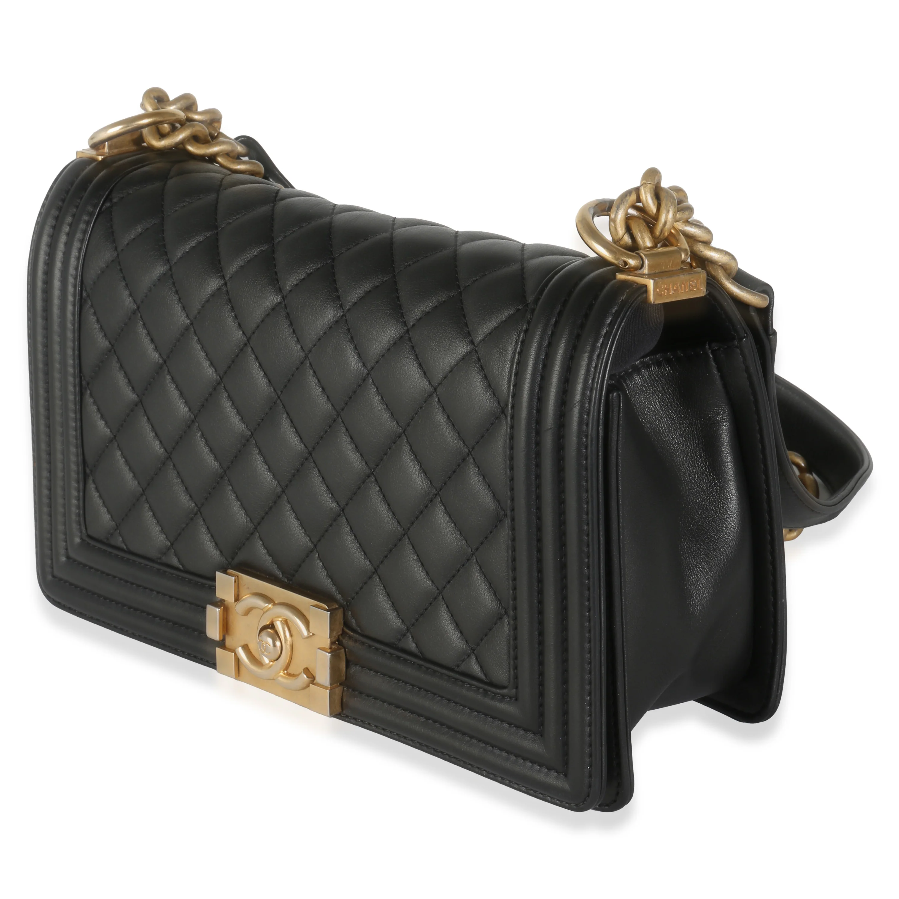 Black Quilted Lambskin Medium Boy Bag - Image 2