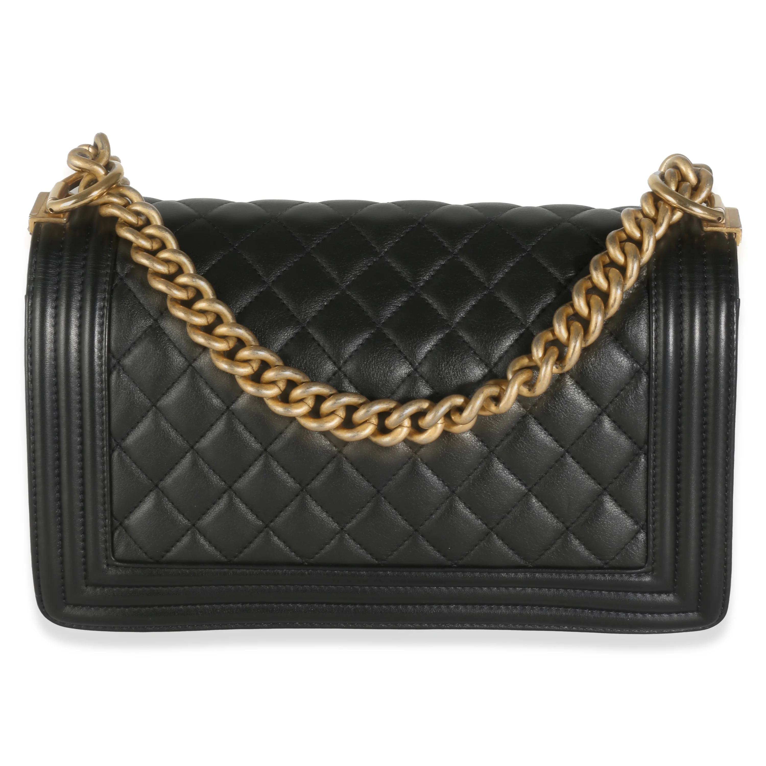 Black Quilted Lambskin Medium Boy Bag - Image 4