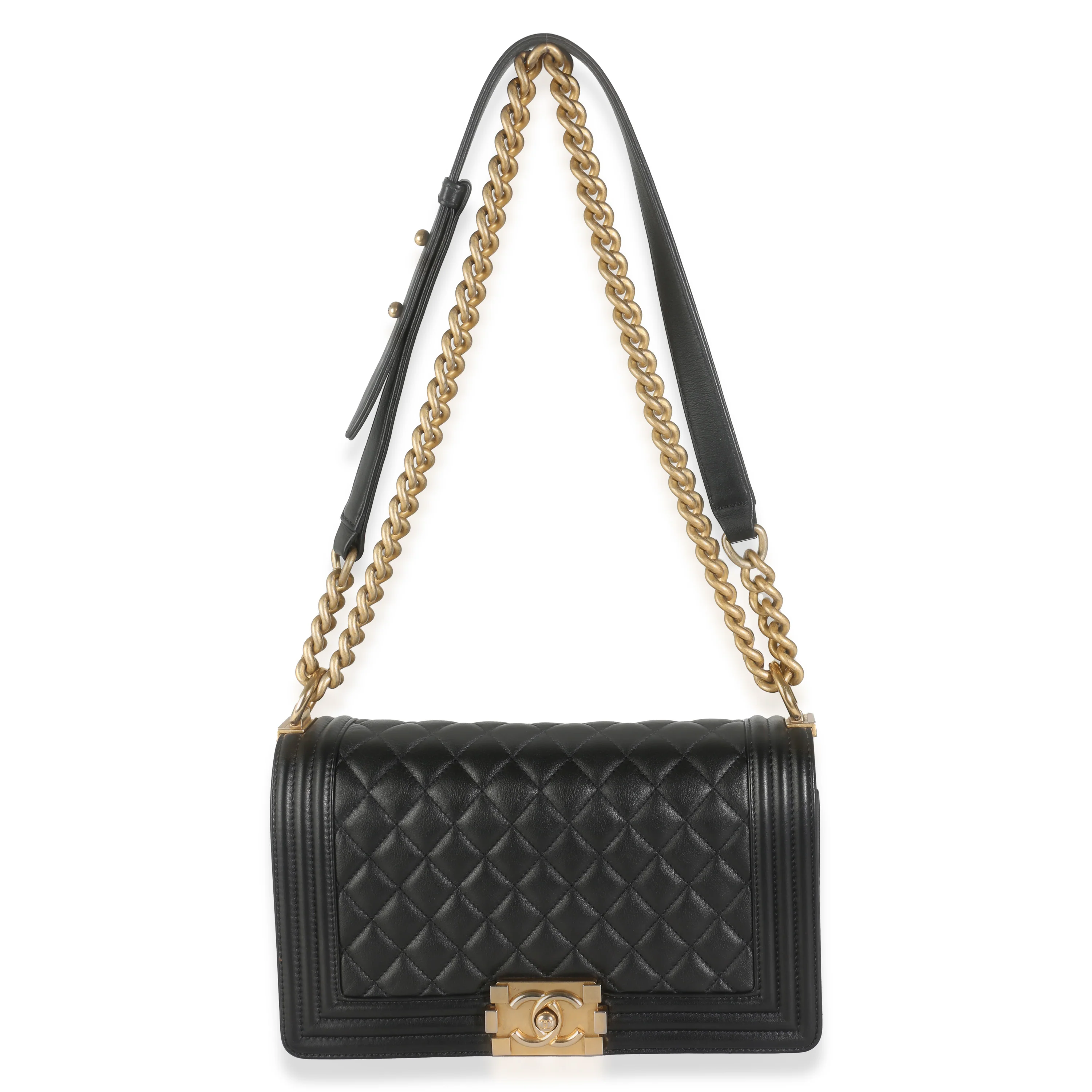 Black Quilted Lambskin Medium Boy Bag - Image 8