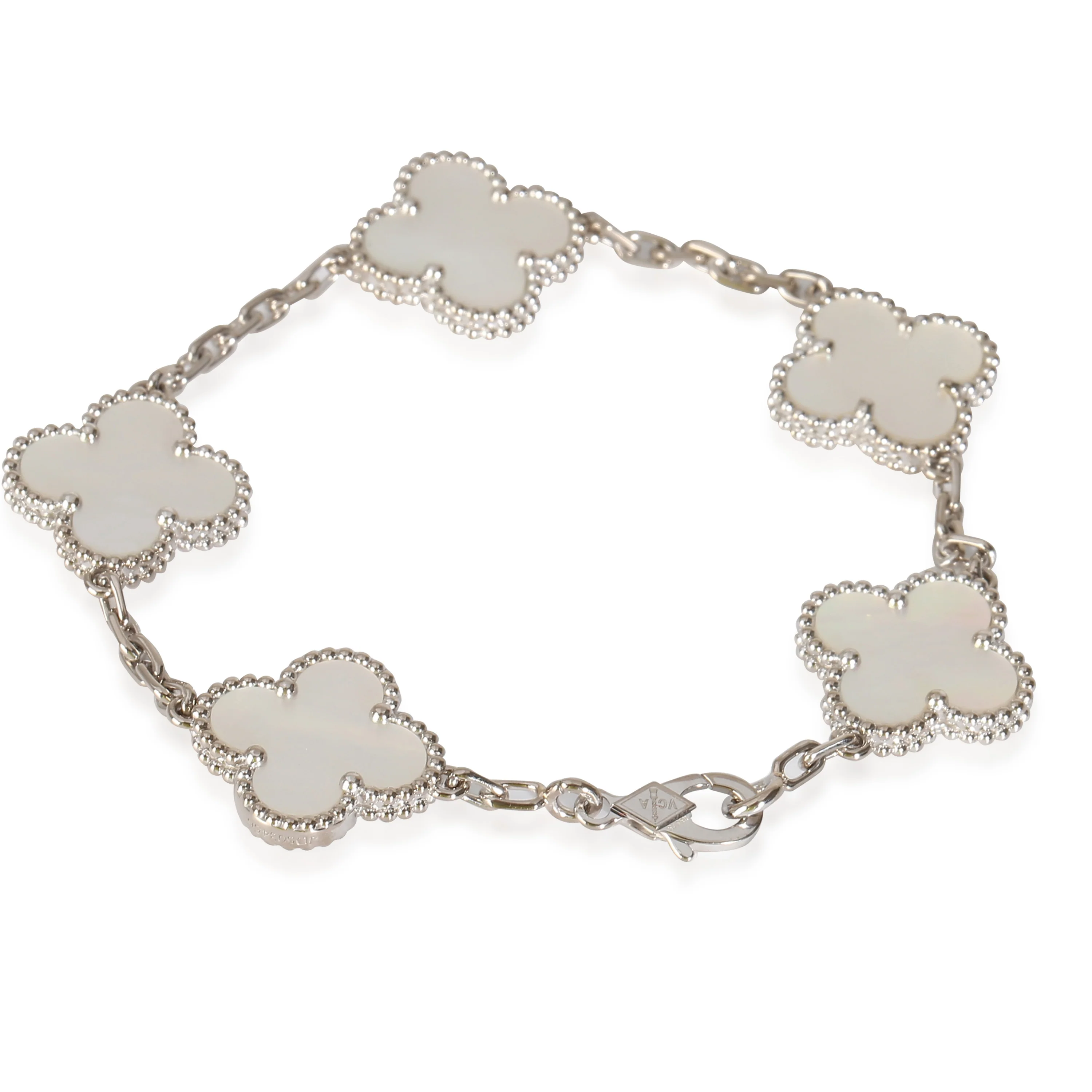 Alhambra Mother Of Pearl Bracelet in 18k White Gold - Image 4